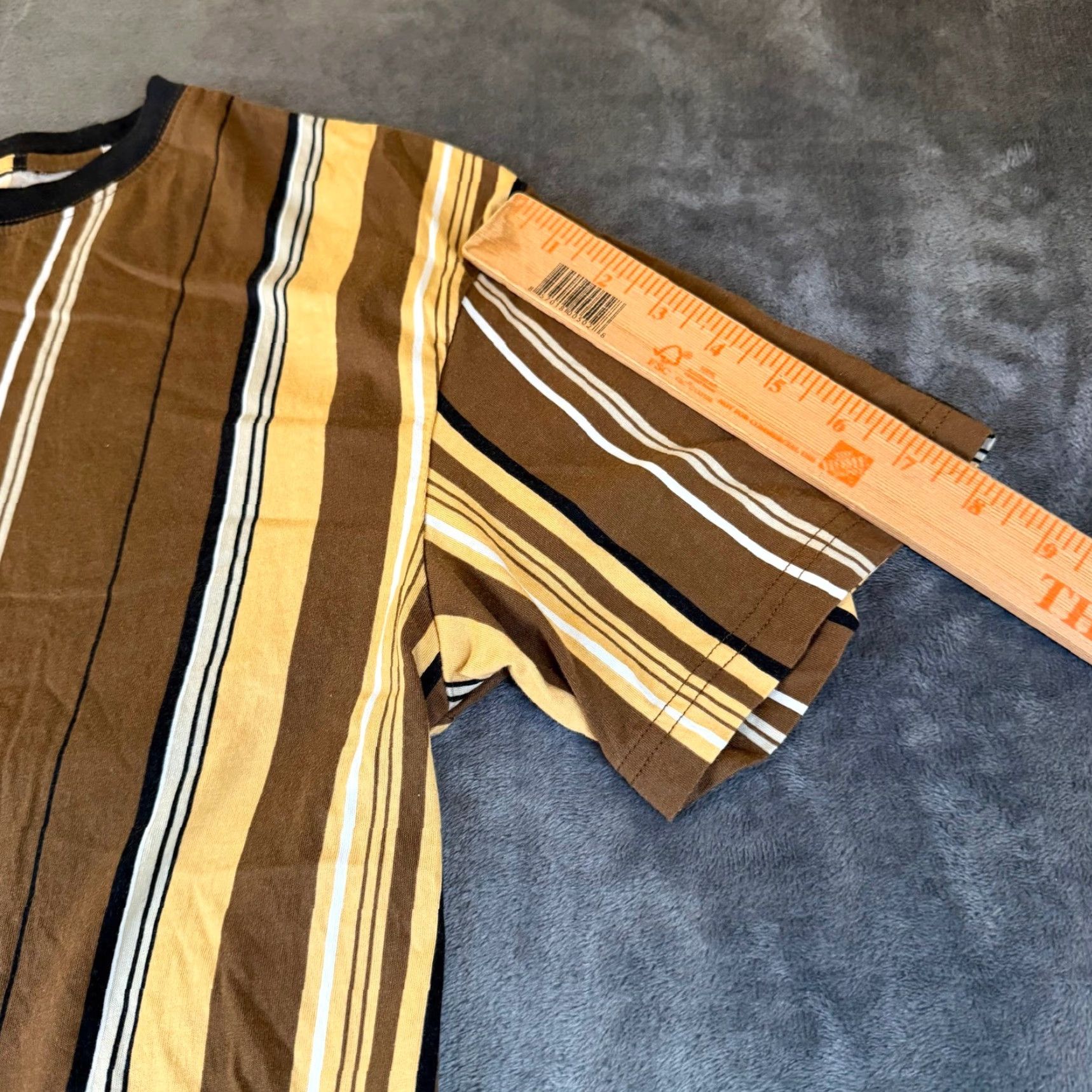 Pacsun VINTAGE PacSun Striped T-Shirt Brown Yellow White Black Cotton Casual Mens Medium Size US M / EU 48-50 / 2 - 7 Thumbnail
