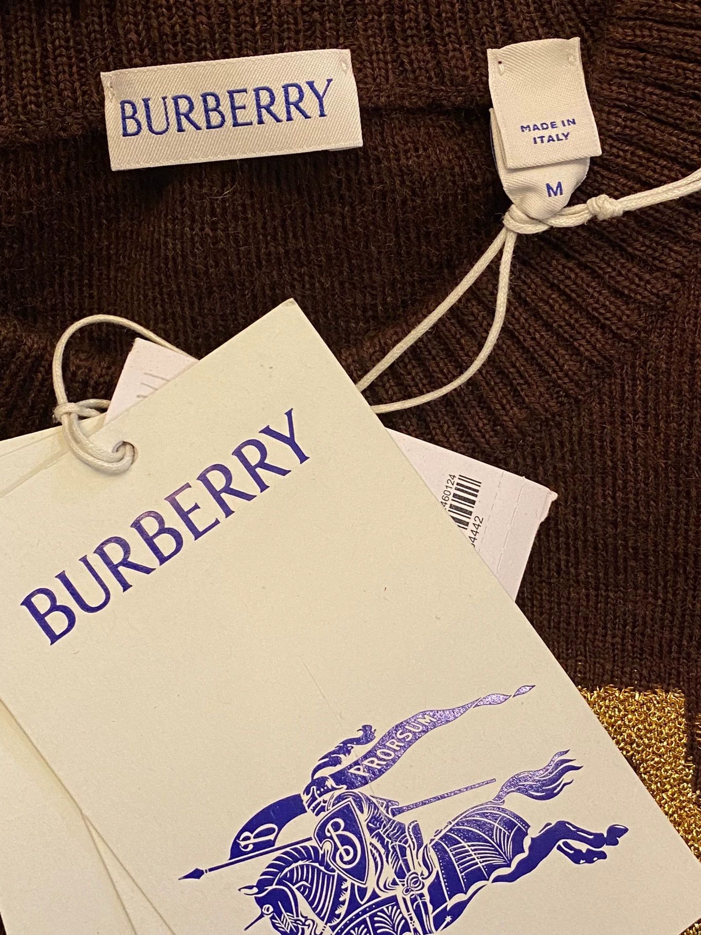 Burberry Burberry Men's Gold Rose Embroidered Wool Sweater Size US M / EU 48-50 / 2 - 7 Thumbnail