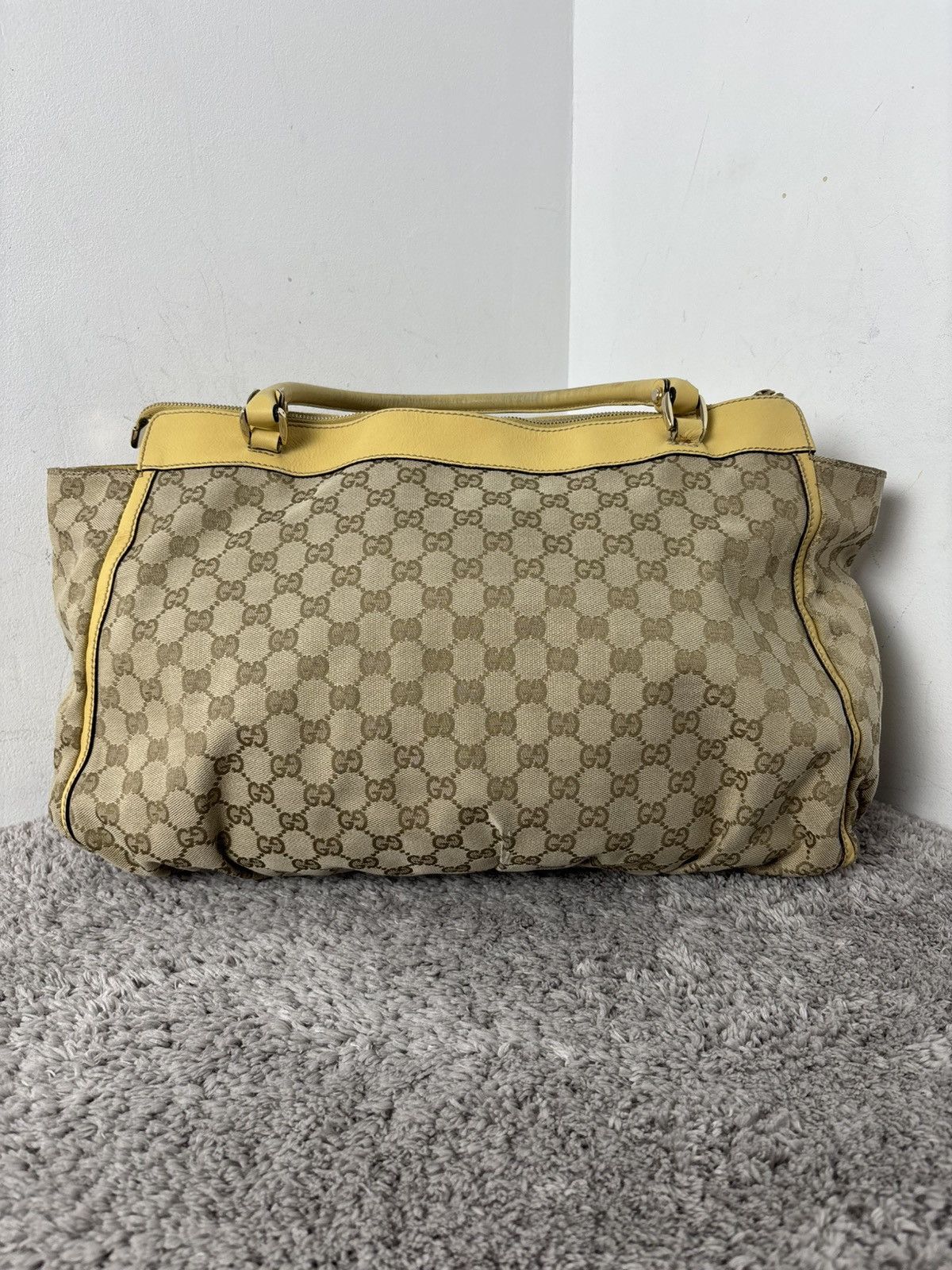 Gucci GUCCI GG Canvas Tote Bag Beige Gold Auth th540 Golden boston Size ONE SIZE - 6 Thumbnail