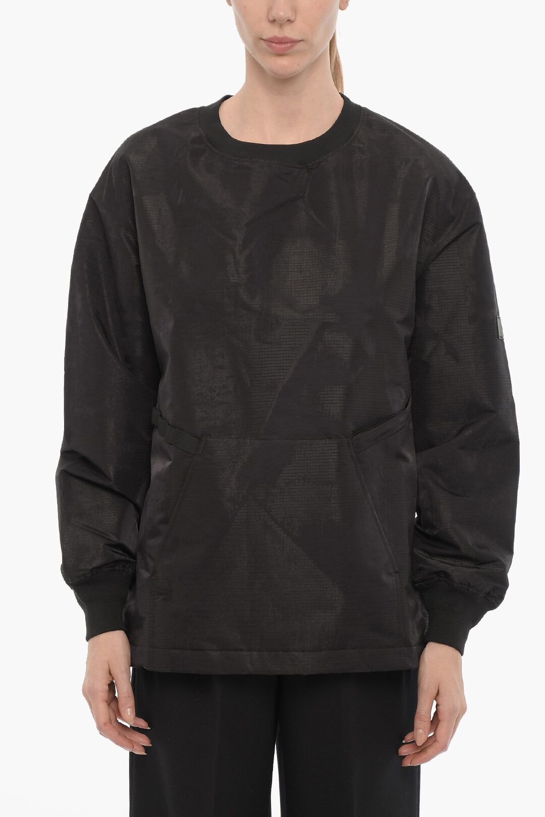 Y-3 × Yohji Yamamoto og1mm0824 Nylon Oversized Fit Crew-Neck Sweatshirt in Black Size S / US 4 / IT 40 - 1 Thumbnail