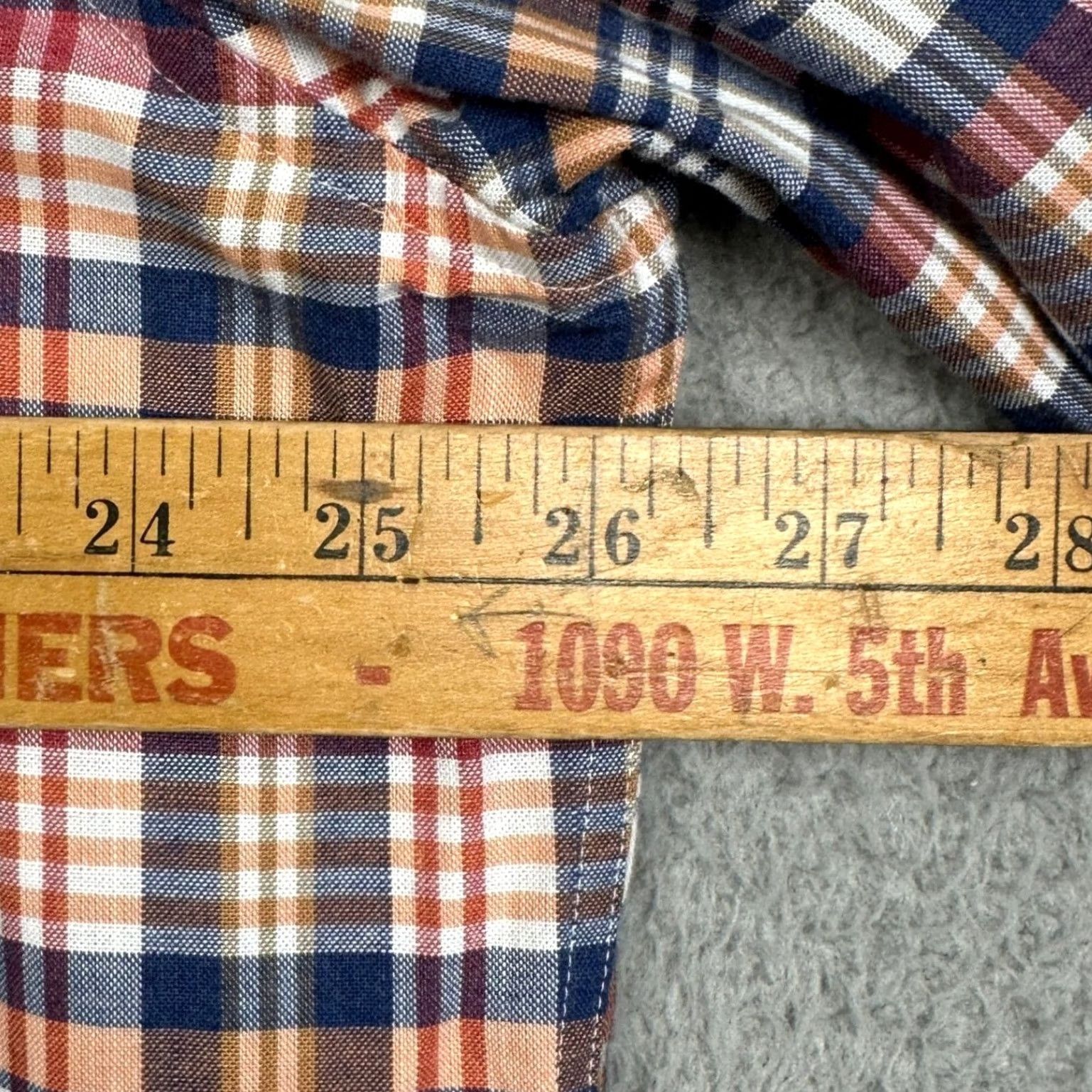 johnnie-O Johnnie-O Shirt Mens XL Navy Orange Hangin Out Button Down Plaid Long Sleeve EUC Size US XL / EU 56 / 4 - 6 Thumbnail