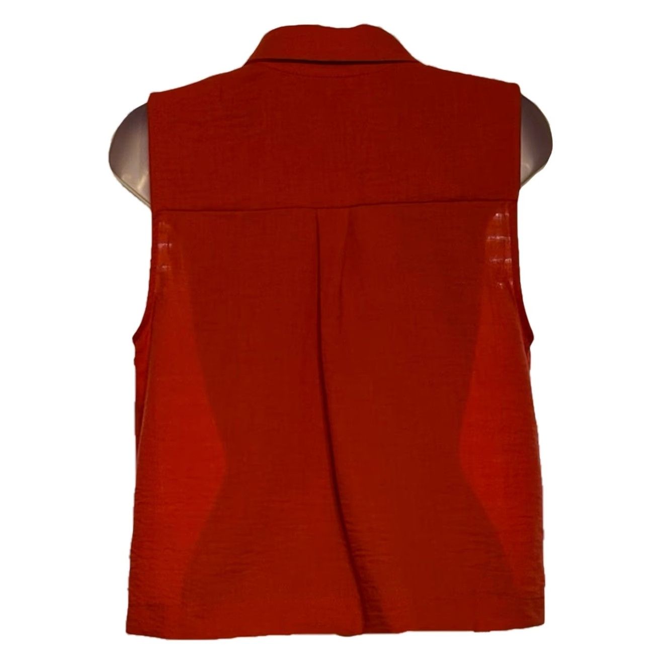 Vintage Monteau Los Angeles Tank Top Shirt Women Medium Coral Sleeveless Button Up Collared Knit Polyester Casual Party/Cocktail Womens Size M / US 6-8 / IT 42-44 - 2 Thumbnail