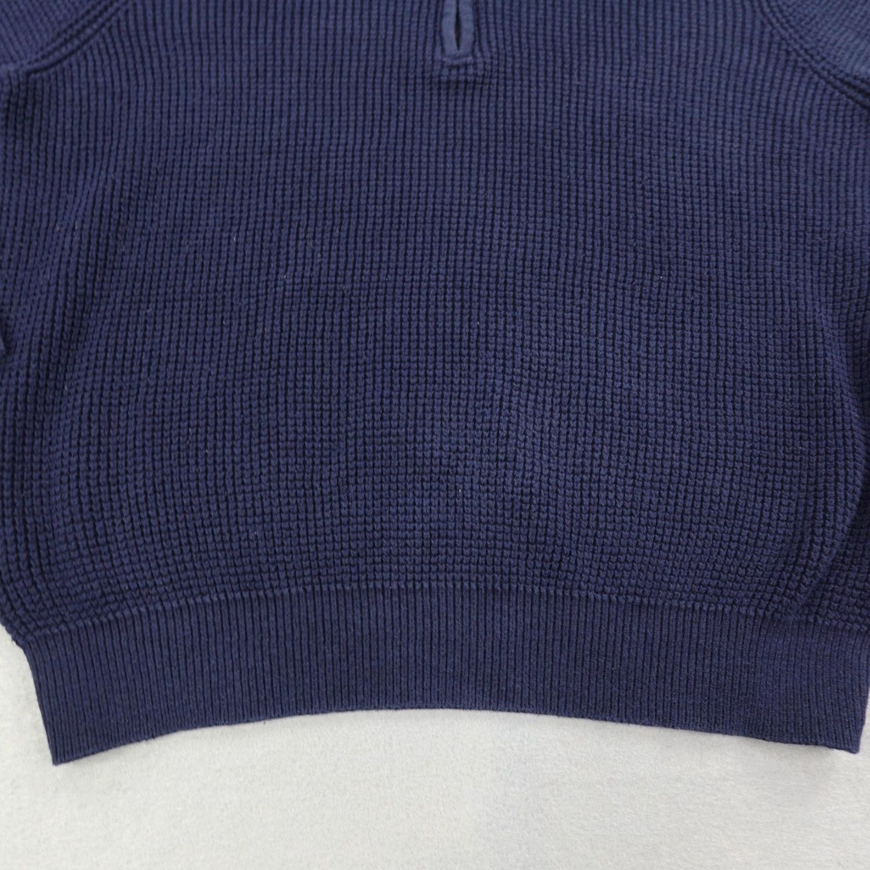 Vintage VINTAGE L.L. Bean Sweater Mens Large Blue Knit 1/4 Zip Cotton Cashmere Waffle Neck Pullover Size US L / EU 52-54 / 3 - 3 Thumbnail