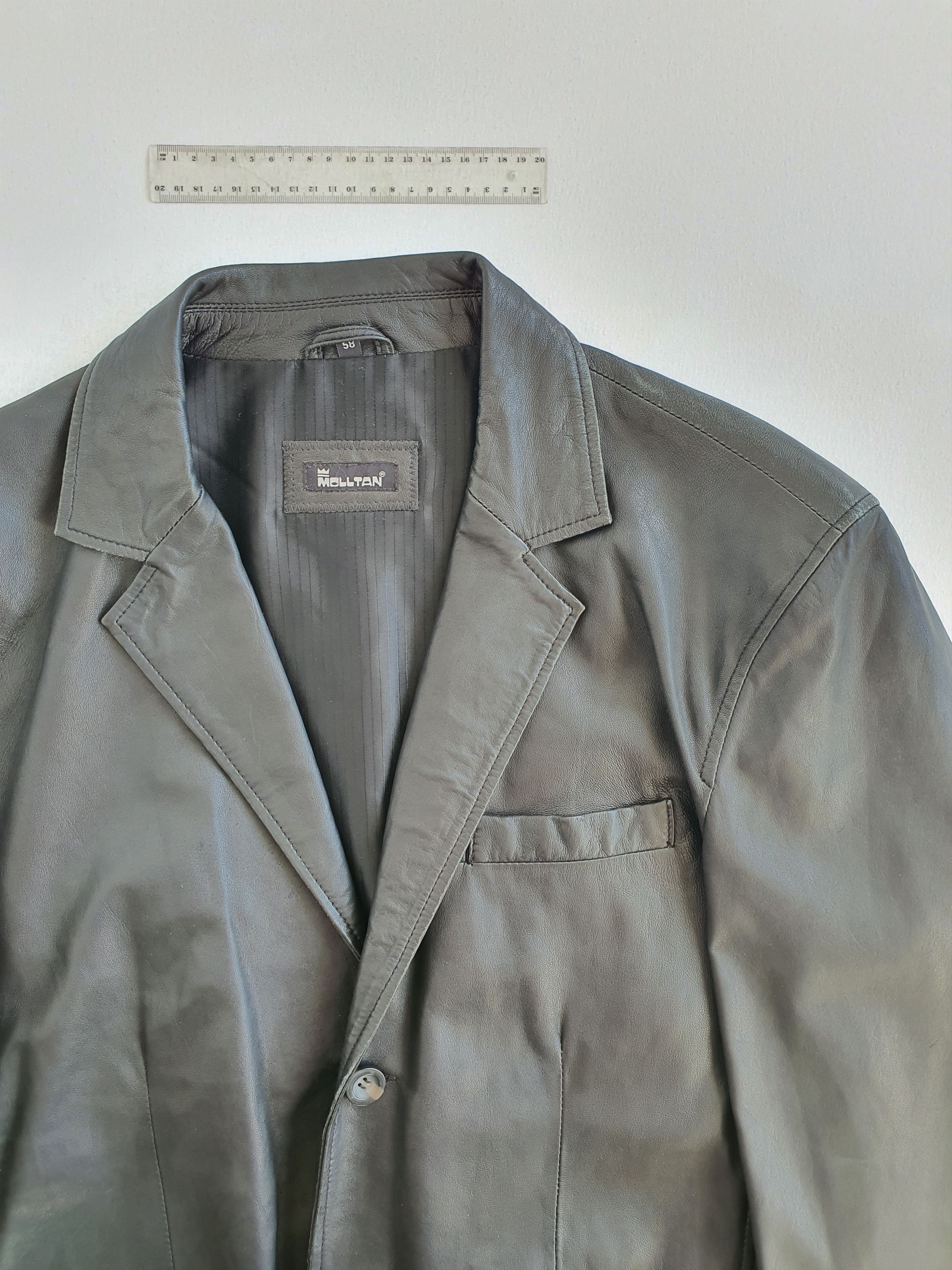 Leather × Vintage MOLLTAN (Sweden) - Black Leather Blazer Jacket Size US XXL / EU 58 / 5 - 4 Thumbnail