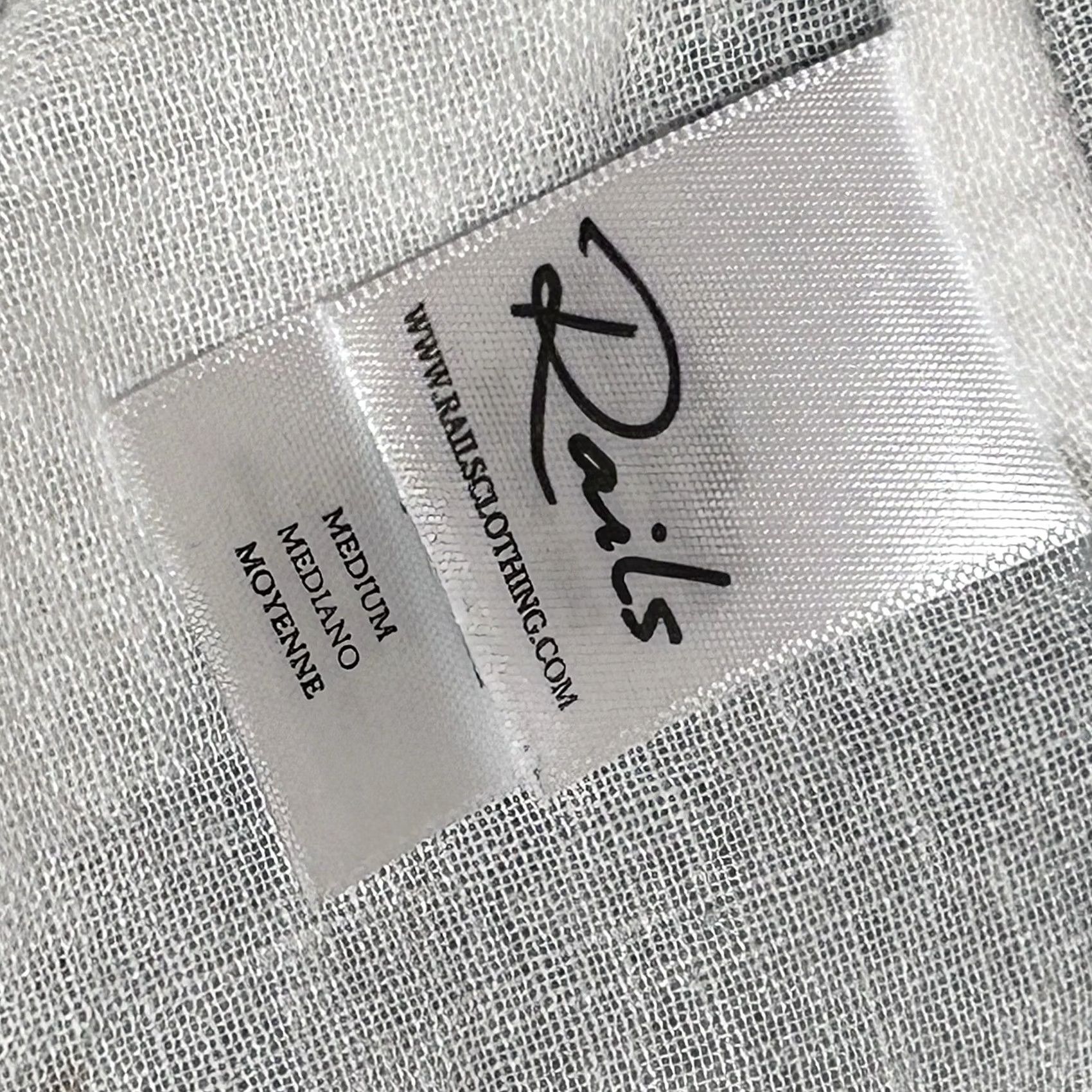 Rails VINTAGE Rails Nathalie White Palms Button Up Linen Blend Shirt Womens M White Palm Trees Long Sleeve Buttons Casual Breathable Easy Care Size M / US 6-8 / IT 42-44 - 6 Thumbnail