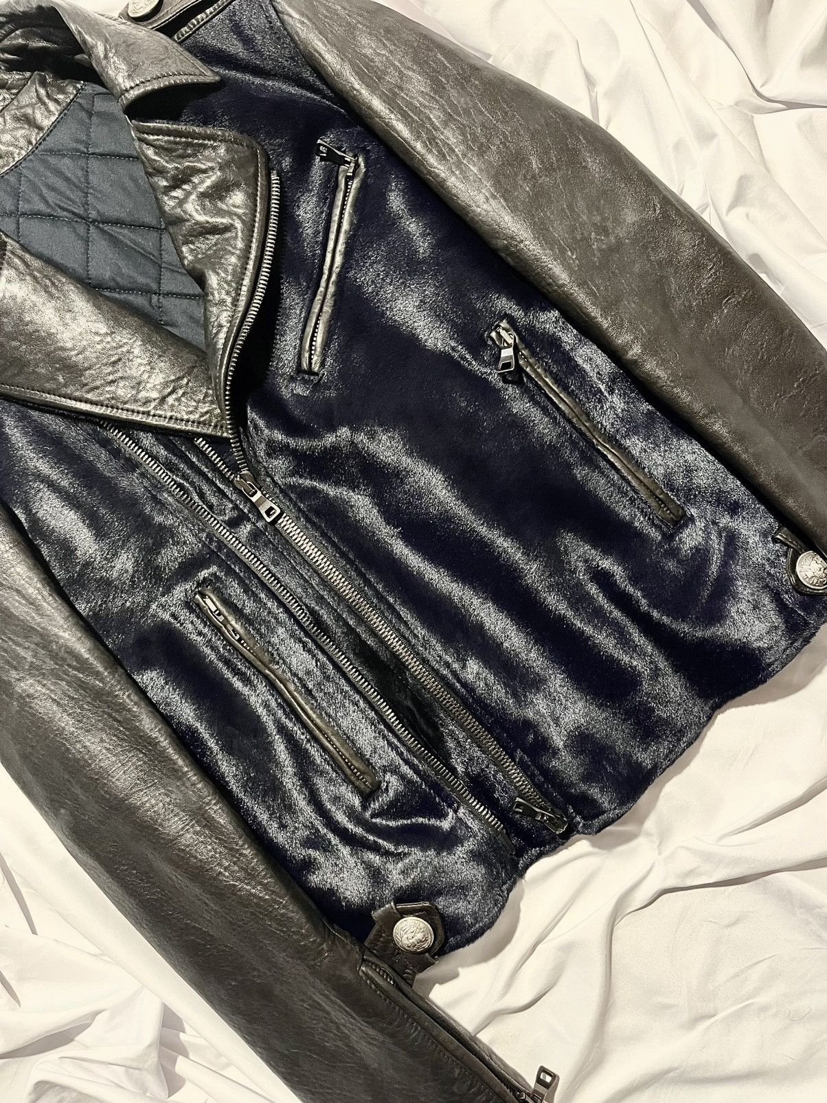 Balmain BALMAIN AW 2012 "MIDNIGHT BLUE" CALF SKIN/HAIR JACKET Size US S / EU 44-46 / 1 - 8 Thumbnail