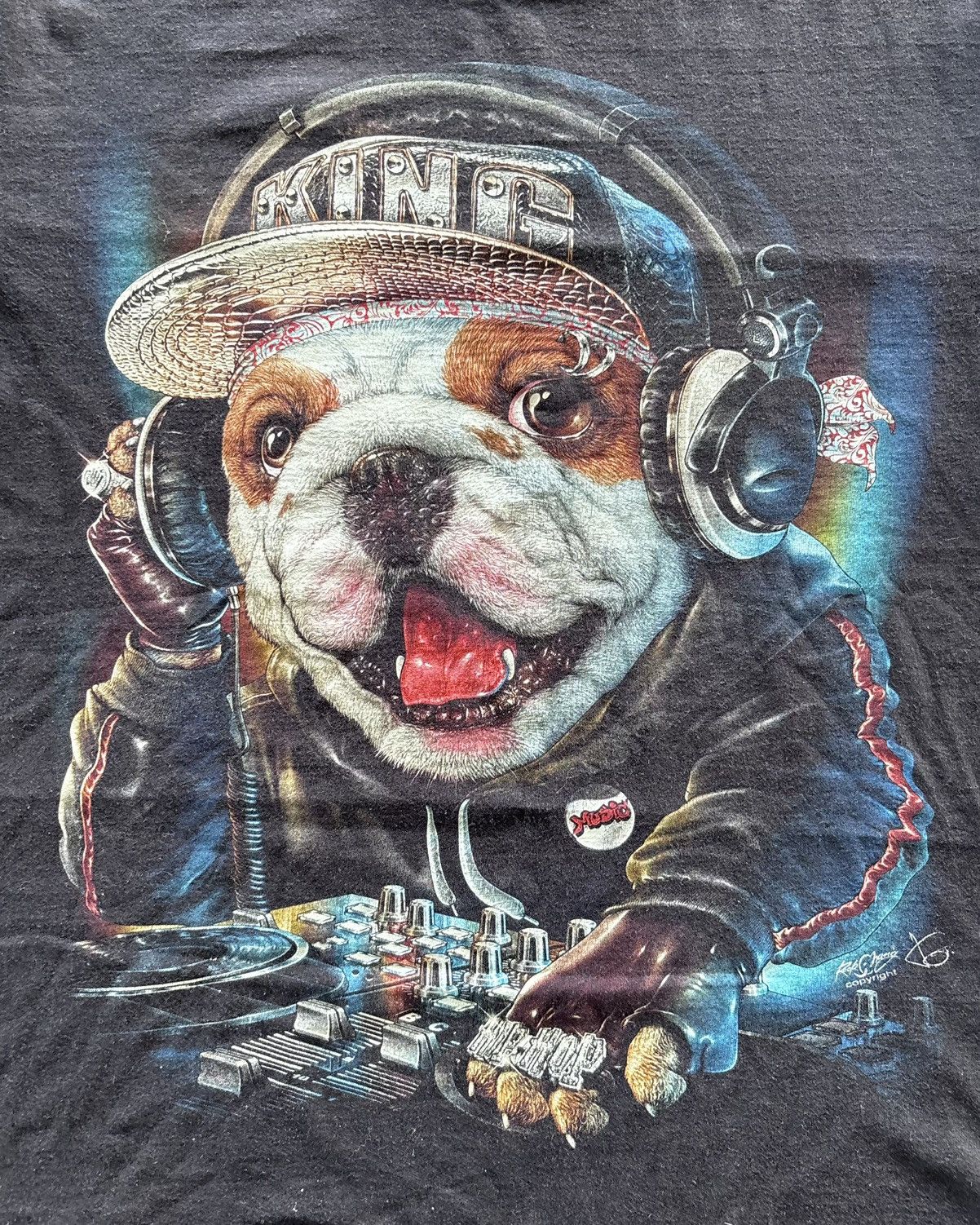 Japanese Brand × Vintage Vintage Rock Chang Dog Art Faded Black Tee Size US L / EU 52-54 / 3 - 2 Thumbnail