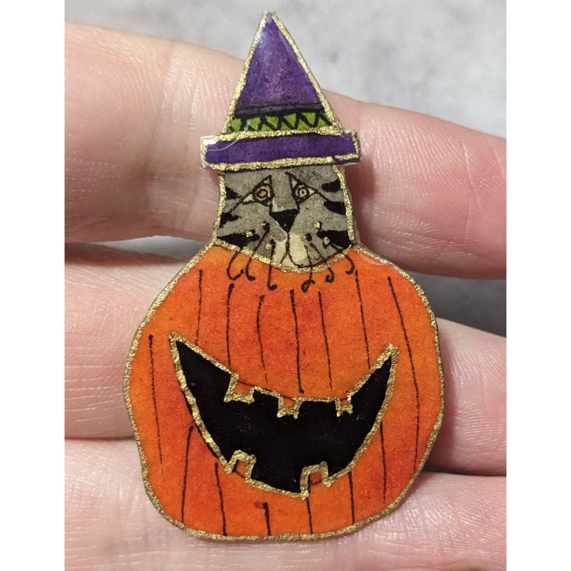 Other Vintage Signed Halloween Jack O Lantern Brooch Size ONE SIZE - 6 Thumbnail