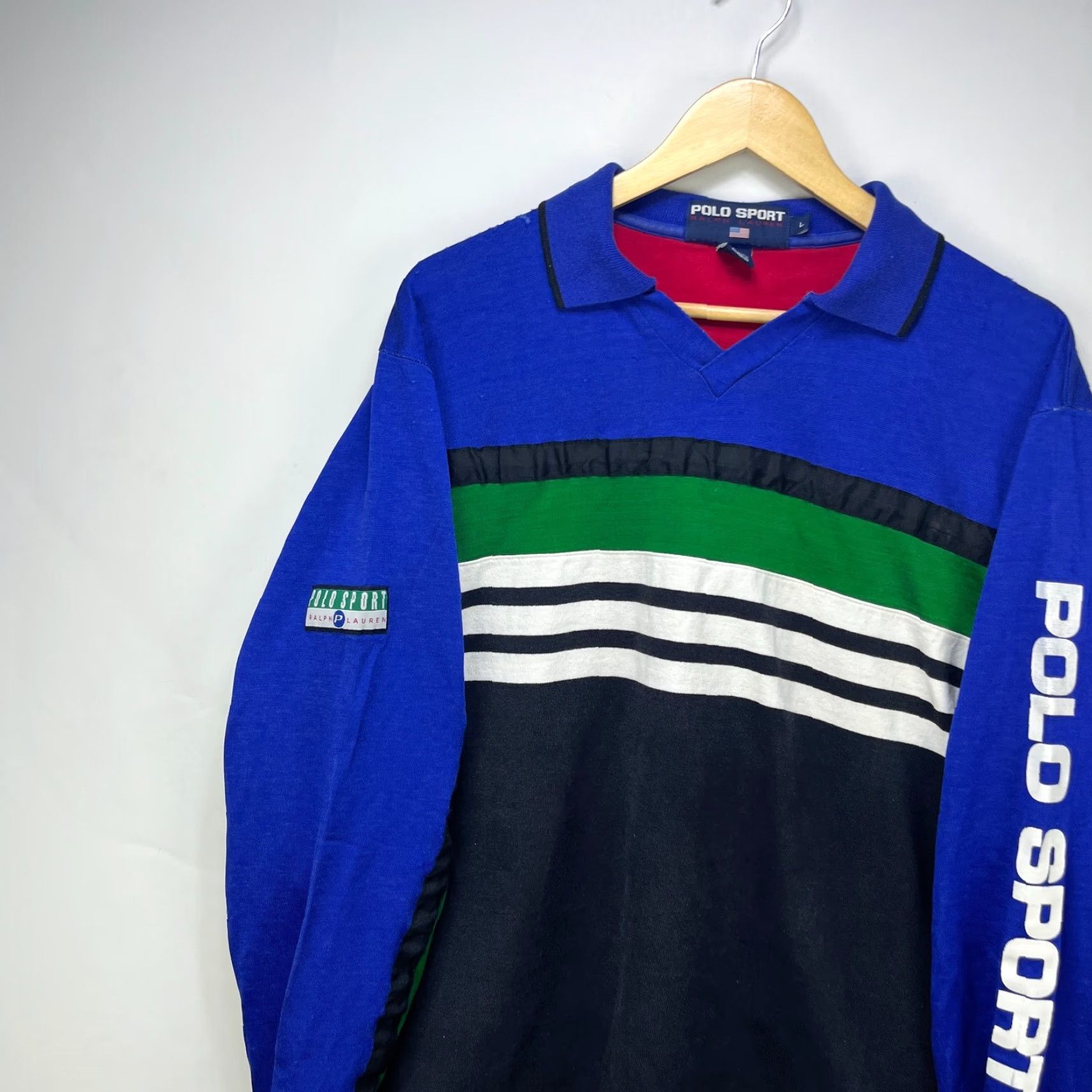 Vintage VINTAGE Polo Sport Ralph Lauren Pepsi Rugby Long Sleeve Shirt L Blue 90s Mens Size US L / EU 52-54 / 3 - 2 Thumbnail