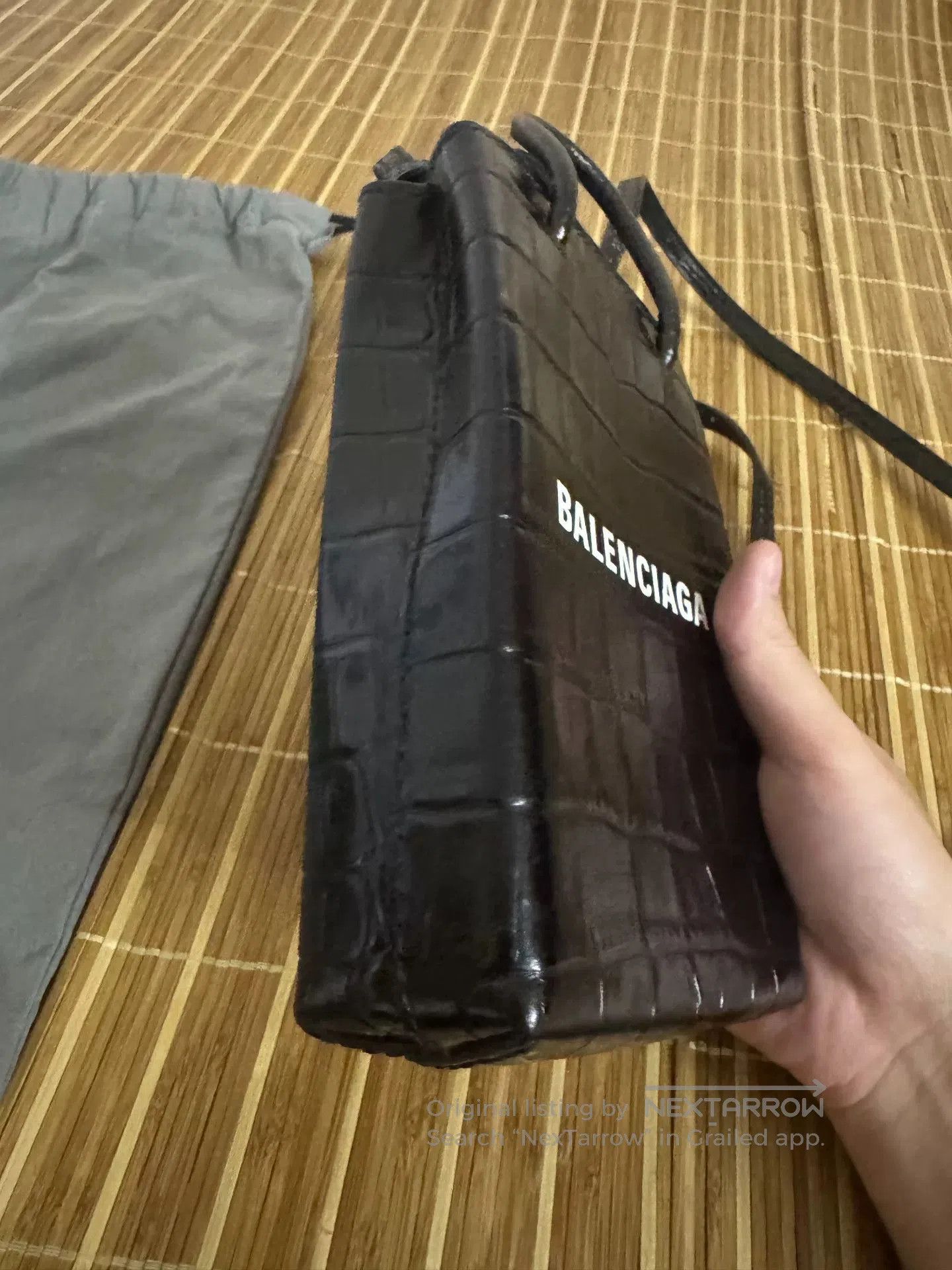 Balenciaga black crocodile leather phone bag. Size ONE SIZE - 3 Thumbnail