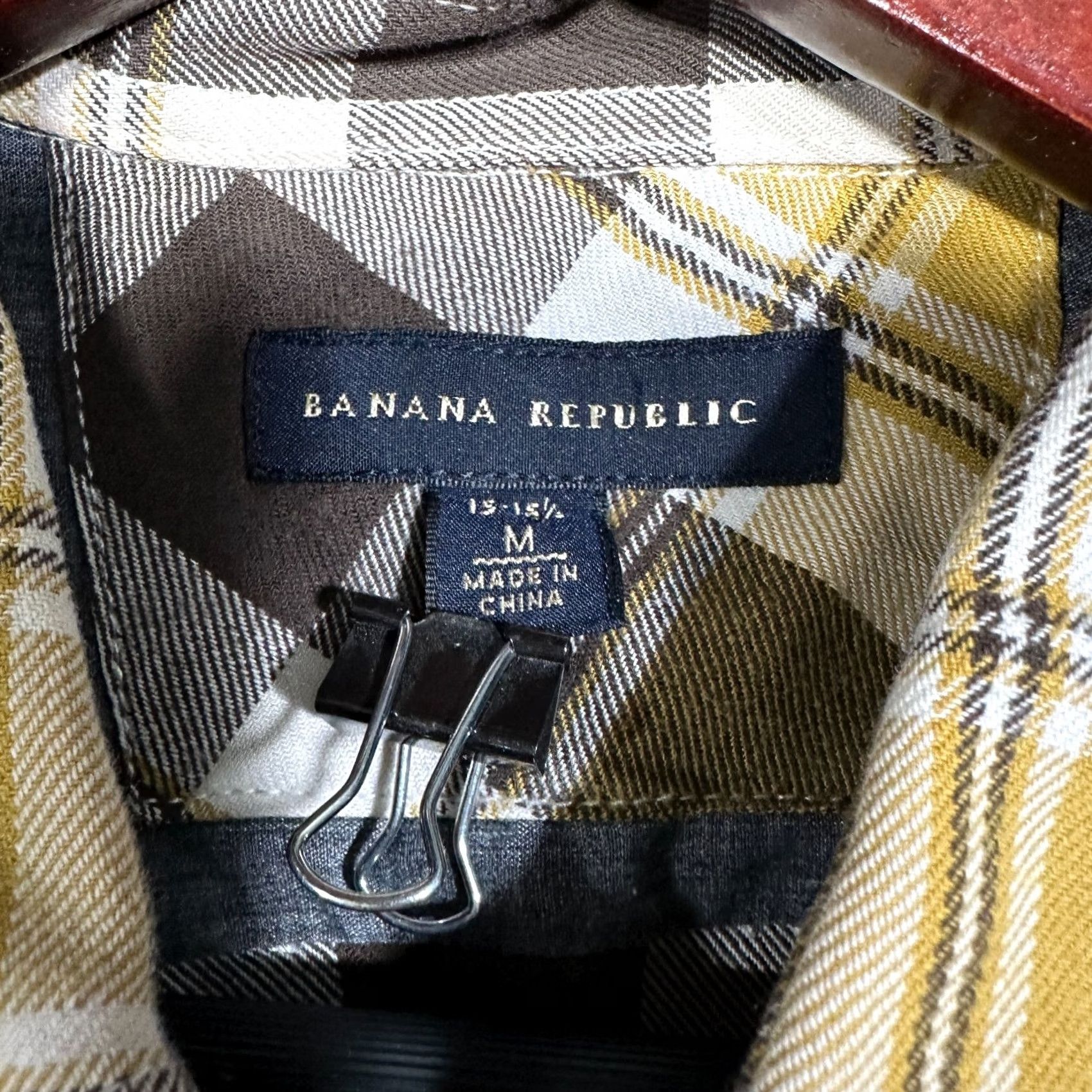 Banana Republic Banana Republic Shirt Mens Medium Button-Up Plaid Yellow Cotton Flannel Pockets Size US M / EU 48-50 / 2 - 4 Thumbnail