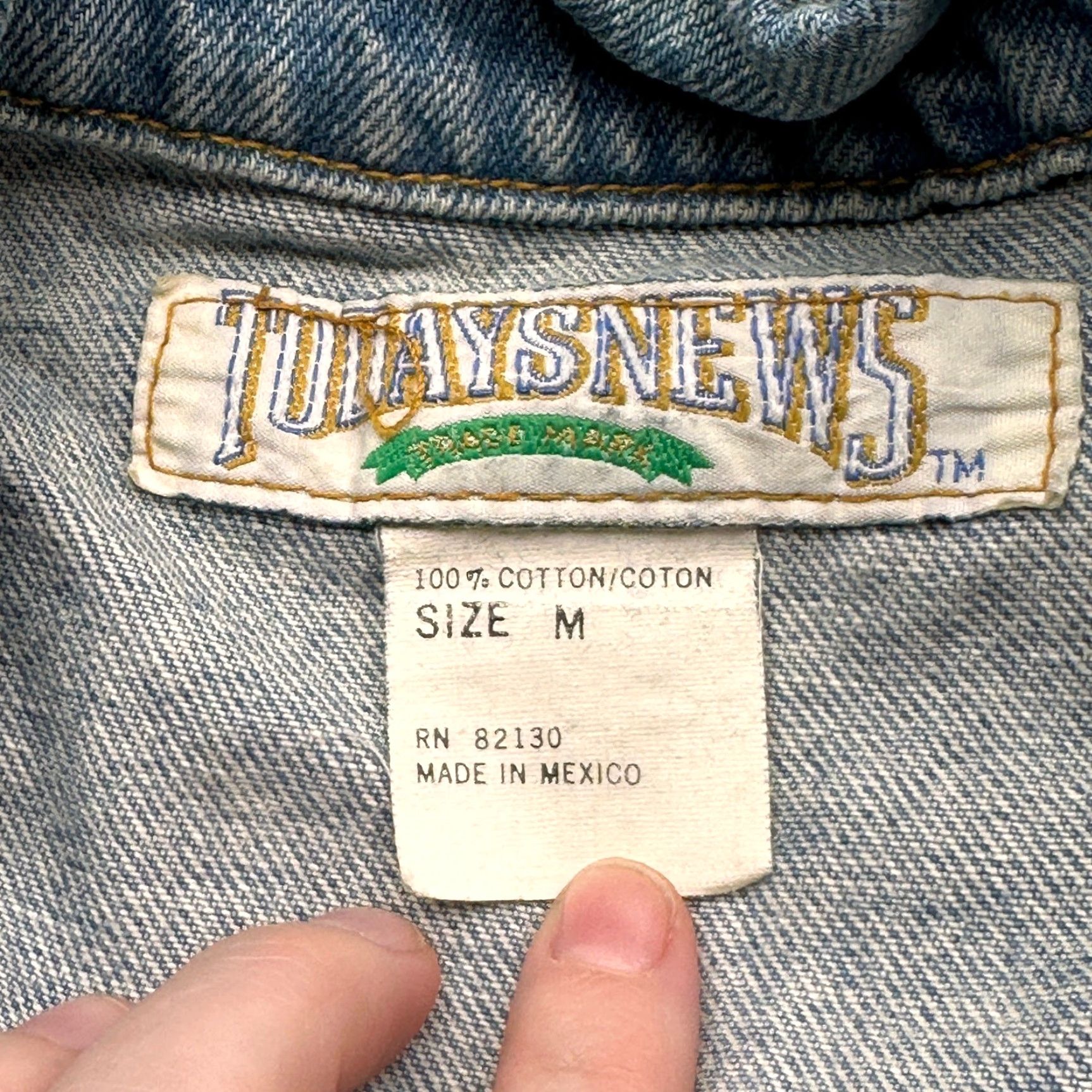 Denime VINTAGE 90s Todays News Denim Trucker Jean Jacket Mens Medium Blue Button Jacket Size US 31 - 2 Thumbnail