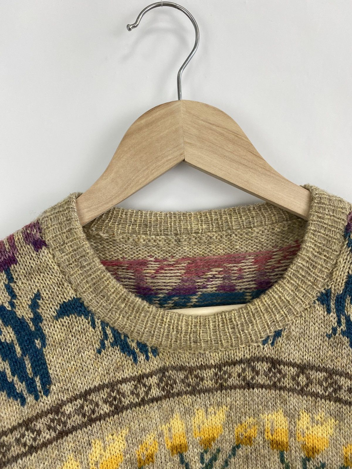 Vintage 🌷 Vintage 90s Y2K Tulips Knit Sweater Retro Rare Hype Size US M / EU 48-50 / 2 - 7 Thumbnail