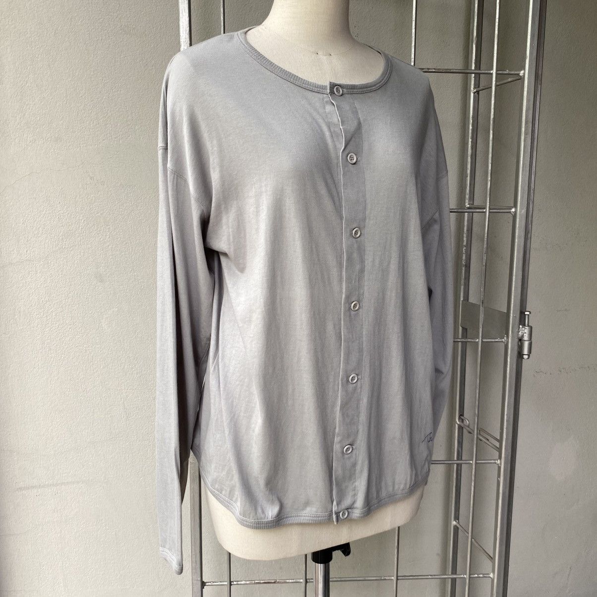 Tete Homme TÊTE HOMME Grey Long Sleeve Polo with Logo Hem Size US L / EU 52-54 / 3 - 14 Thumbnail