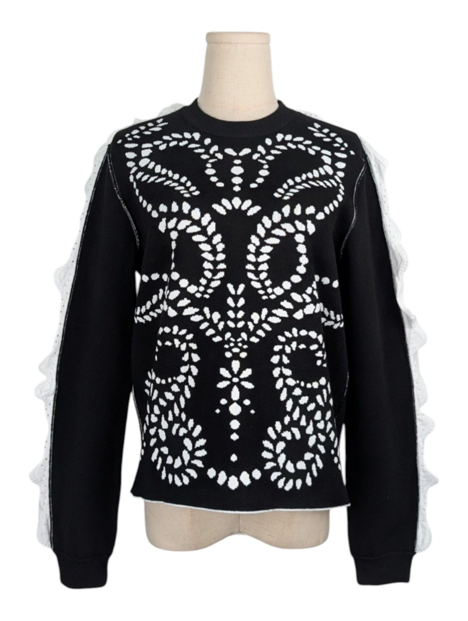 Sonia Rykiel Black And White Pullover With White Cotton Trim Size M / US 6-8 / IT 42-44 - 1 Thumbnail