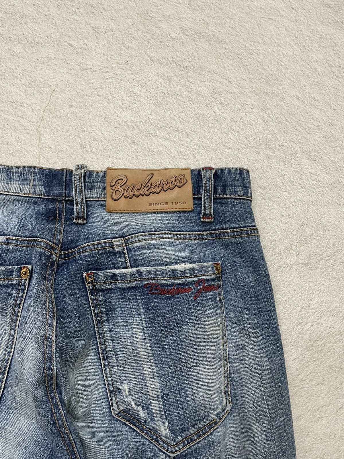 Kapital 2000s Buckaroo Ripped Denim Wash Jeans Slimfit Y2K Ifsix LGB Size US 31 - 10 Thumbnail