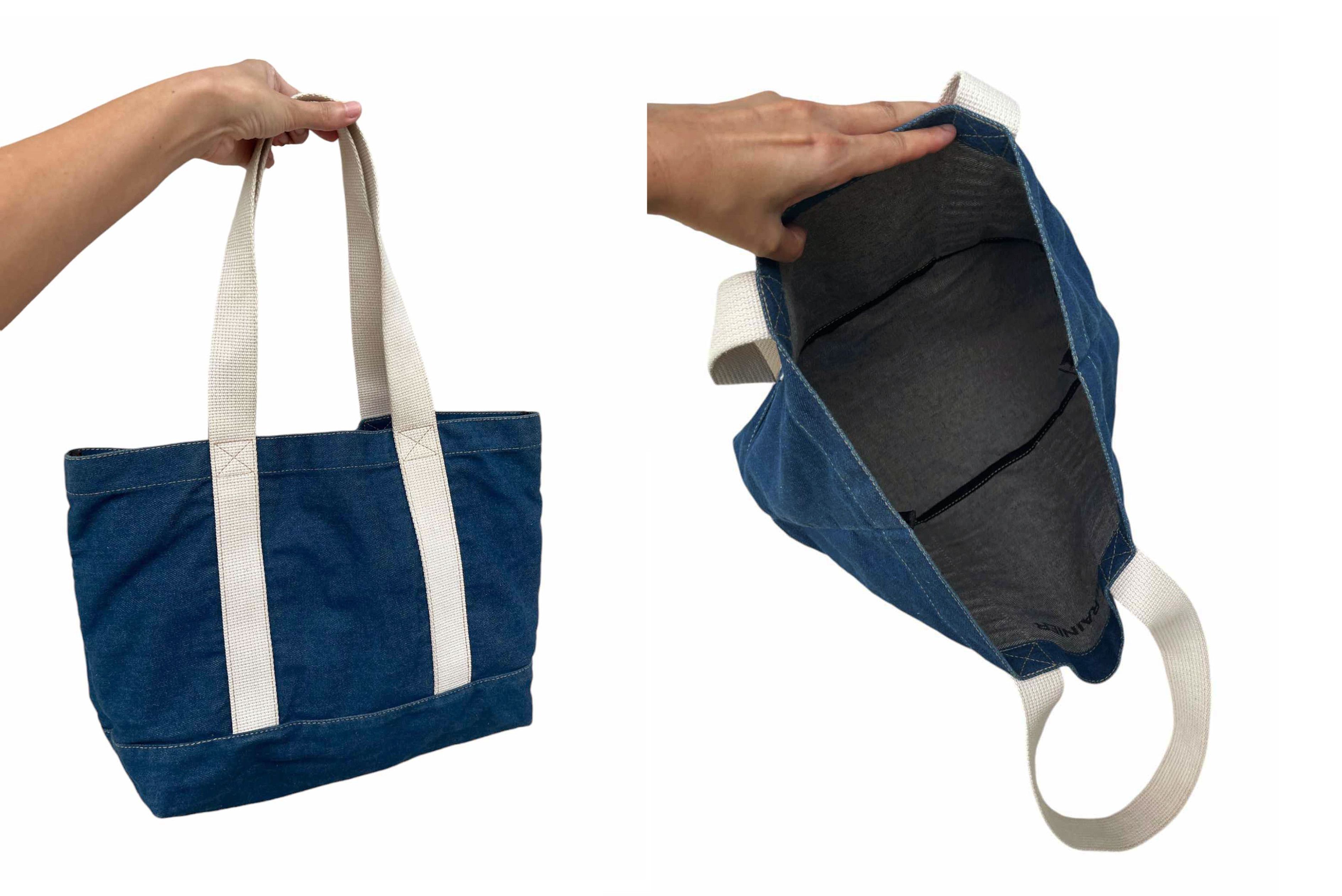 Japanese Brand Mt. Rainier Blue denim Large size tote bag // shoulder bag Size ONE SIZE - 8 Thumbnail