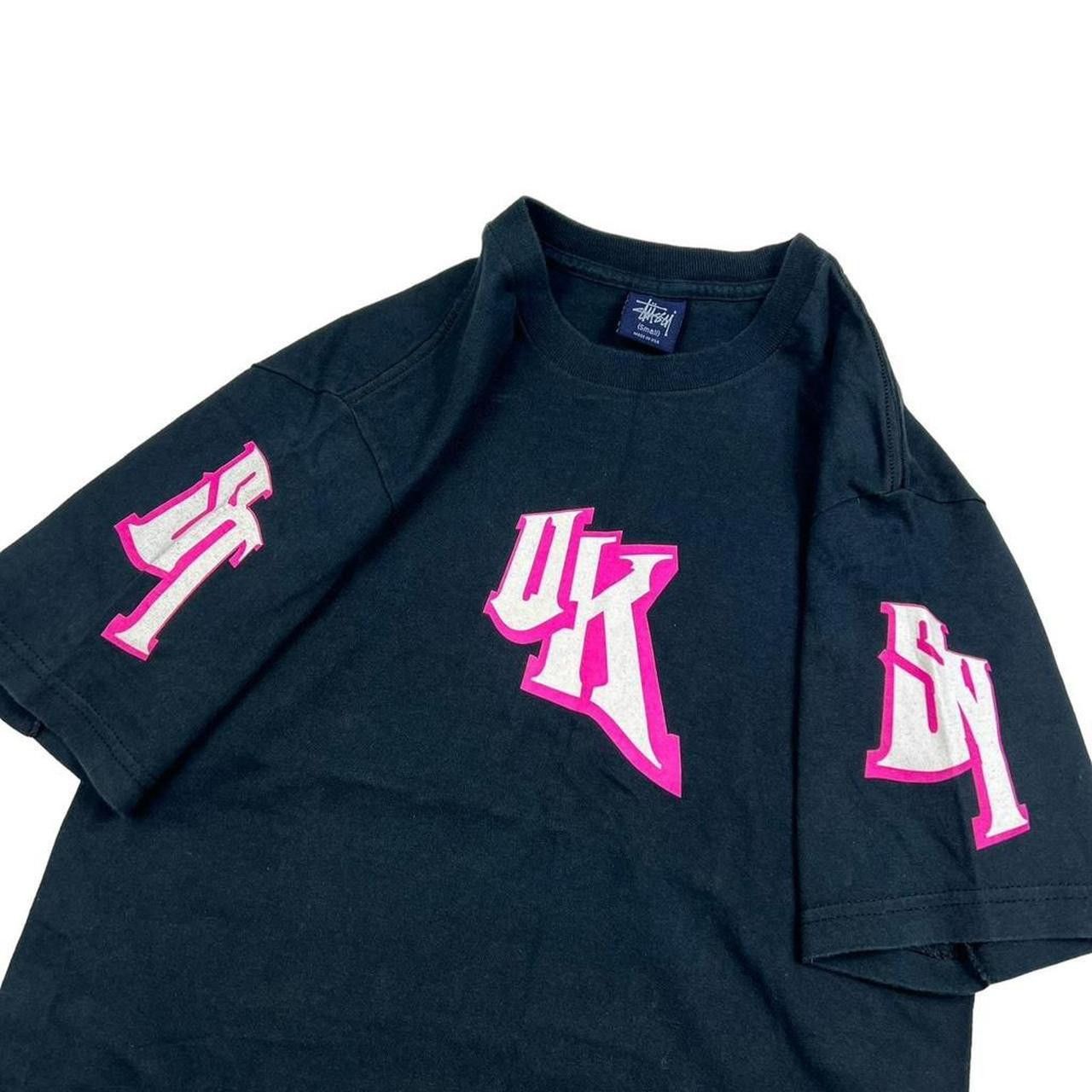 Stussy Vintage 2000s Stussy ST UK SY T-Shirt Black & Pink - Small Size US S / EU 44-46 / 1 - 2 Thumbnail