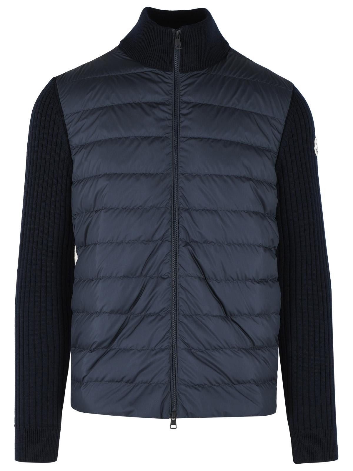 Moncler MONCLER Padded Virgin Wool Cardigan With Zip Navy Blue Size US XL / EU 56 / 4 - 1 Thumbnail