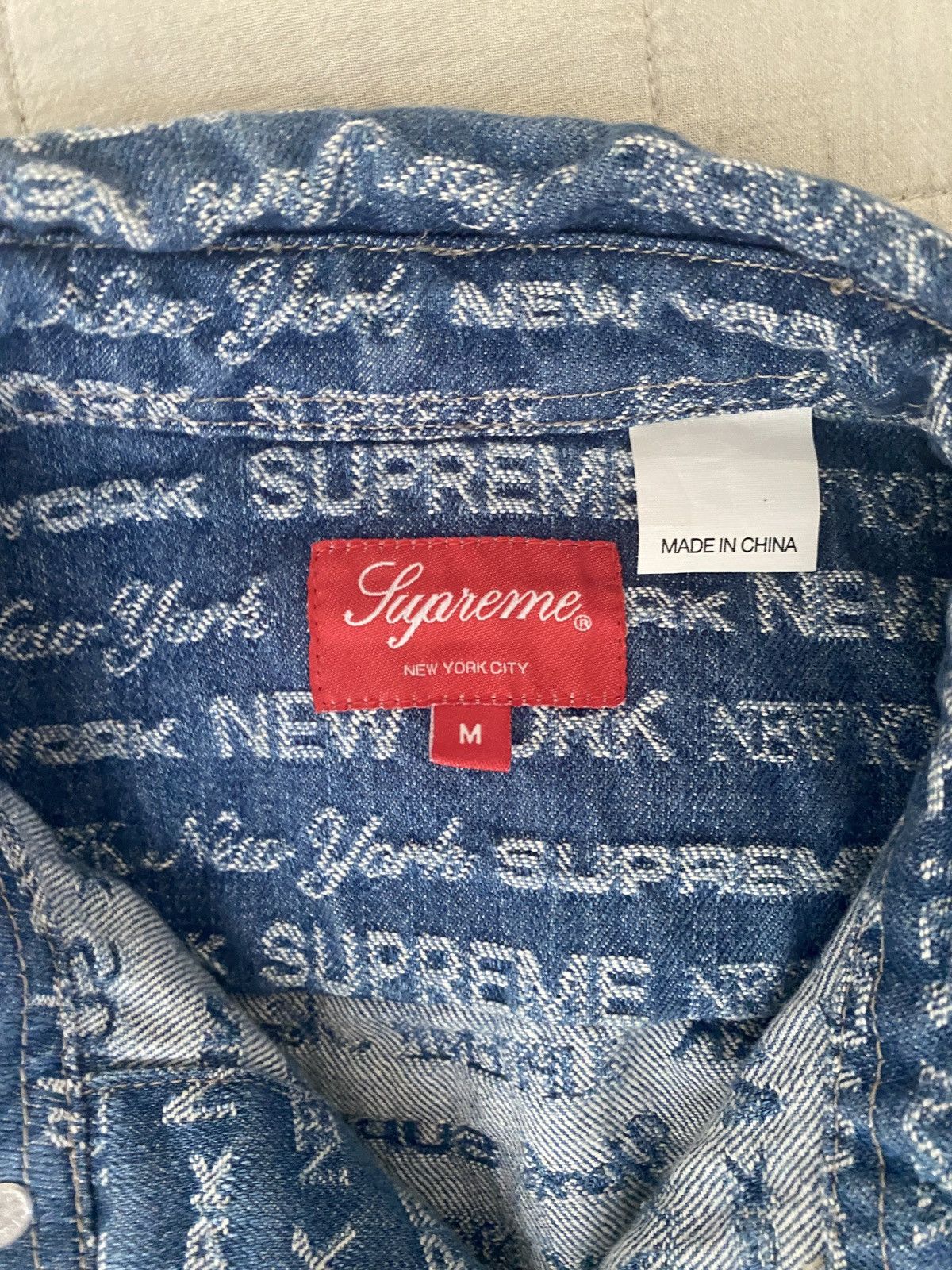 Supreme Supreme Multi Type Jacquard Denim Shirt Blue Size US M / EU 48-50 / 2 - 2 Thumbnail