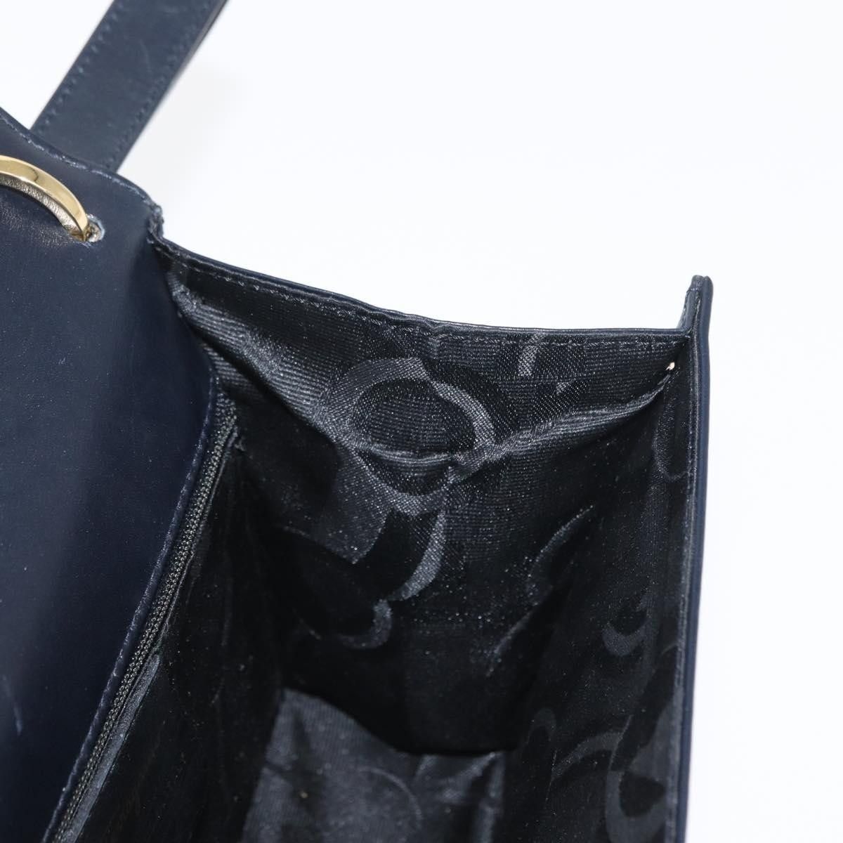 Salvatore Ferragamo Gancini Shoulder Bag Leather Navy Gold A