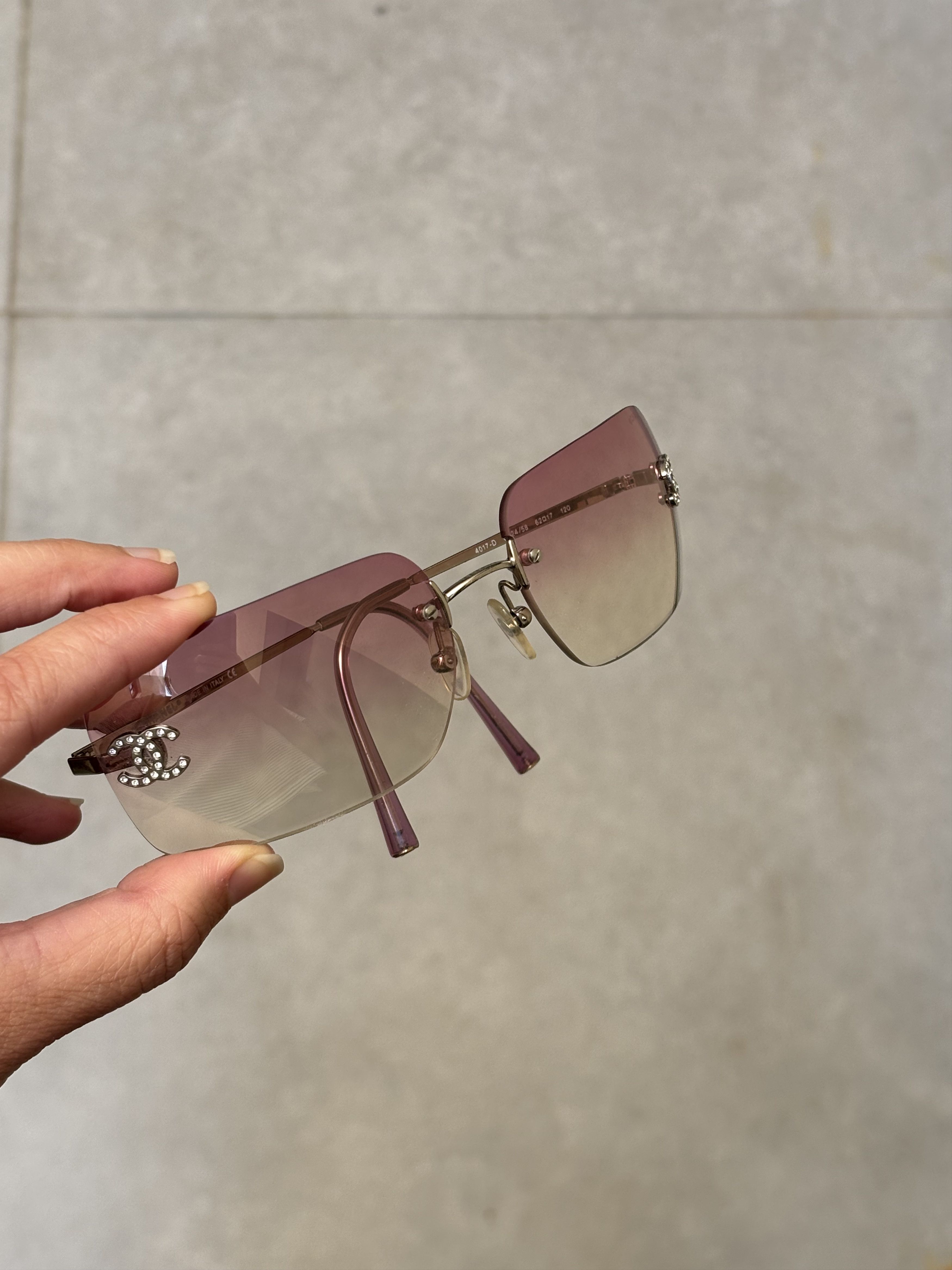 Chanel CHANEL Sunglasses 4017-D Mask Rimless Rhinestone Vintage Size ONE SIZE - 3 Thumbnail