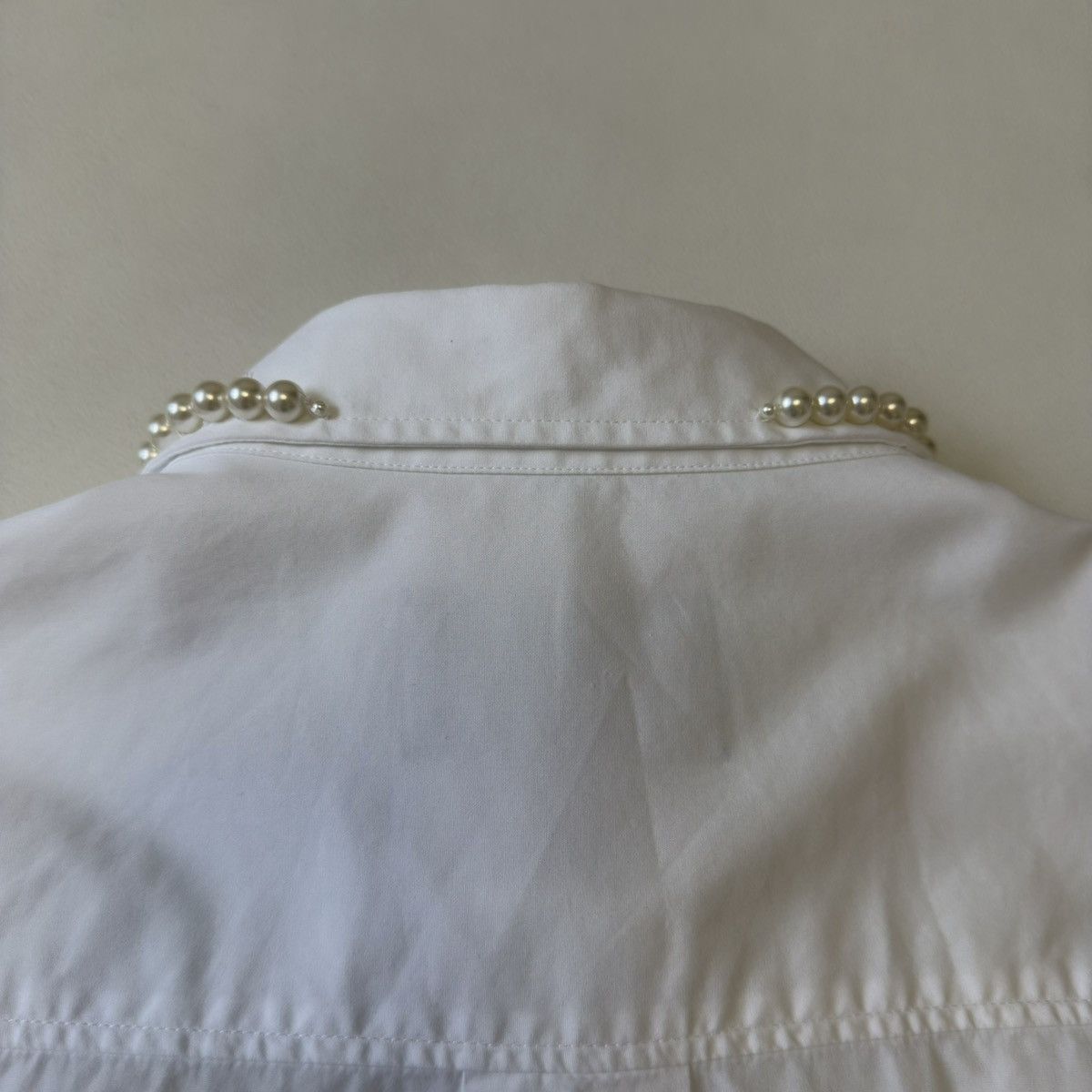 Simone Rocha White Cotton Shirt With Pearl Collar Size US M / EU 48-50 / 2 - 13 Thumbnail