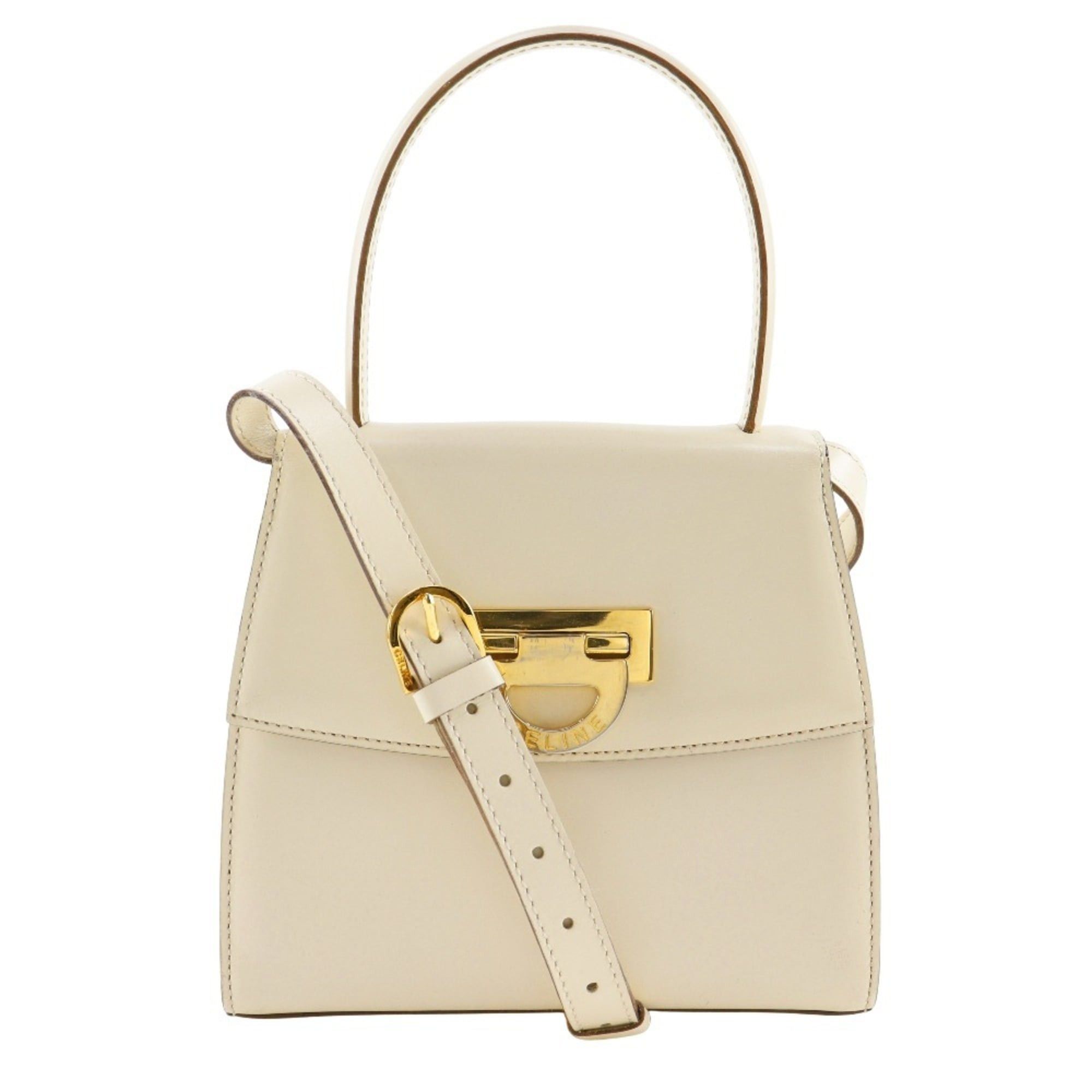 Celine Celine 2-Way Shoulder Handbag, Vintage Calfskin, White, 2-Way, Flap, Women's Size ONE SIZE - 1 Thumbnail