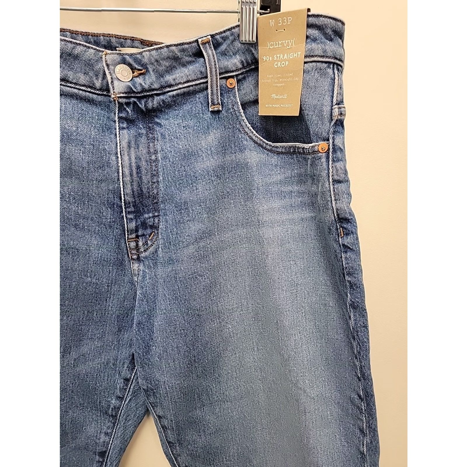 Madewell Madewell Jeans Womens 33P Curvy 90s Straight Crop Pockets Blue Denim Jeans Size 24" / US 00 / IT 34 - 5 Thumbnail