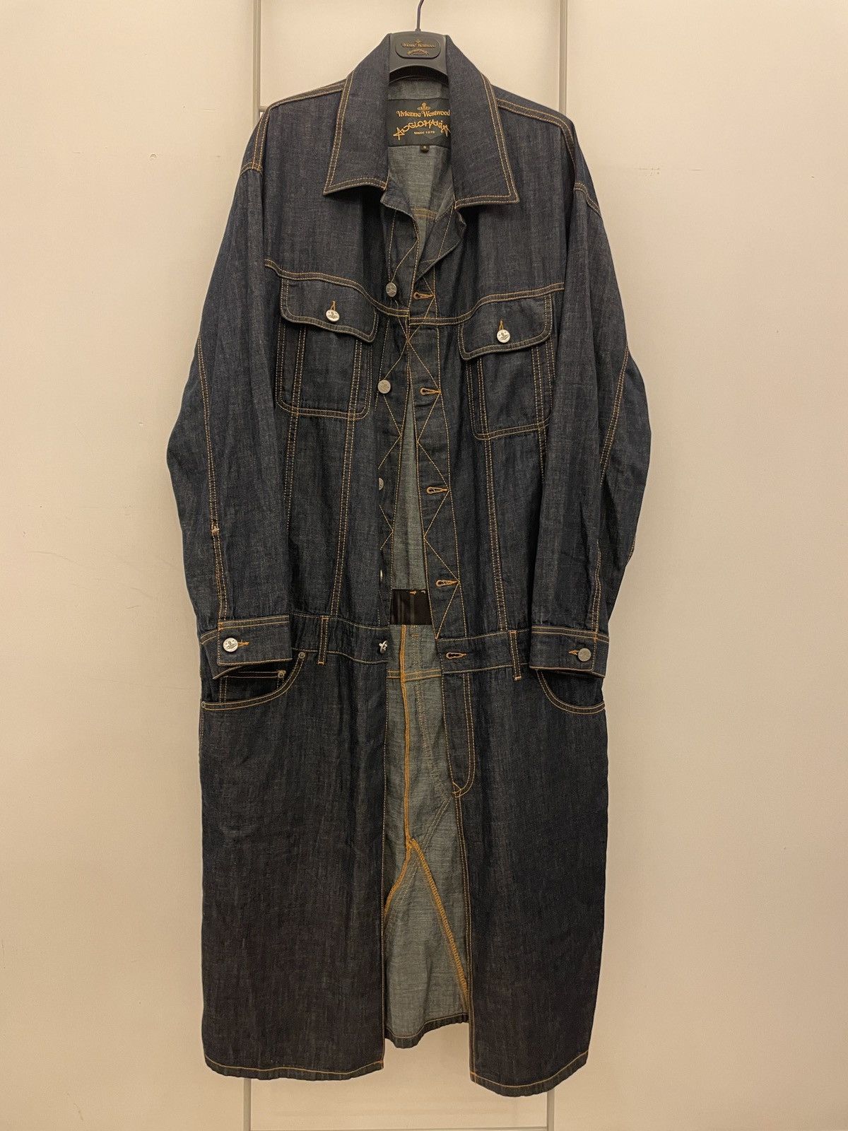 Image of Vivienne Westwood Anglomania Denim Coat in Indigo, Men's (Size Small)