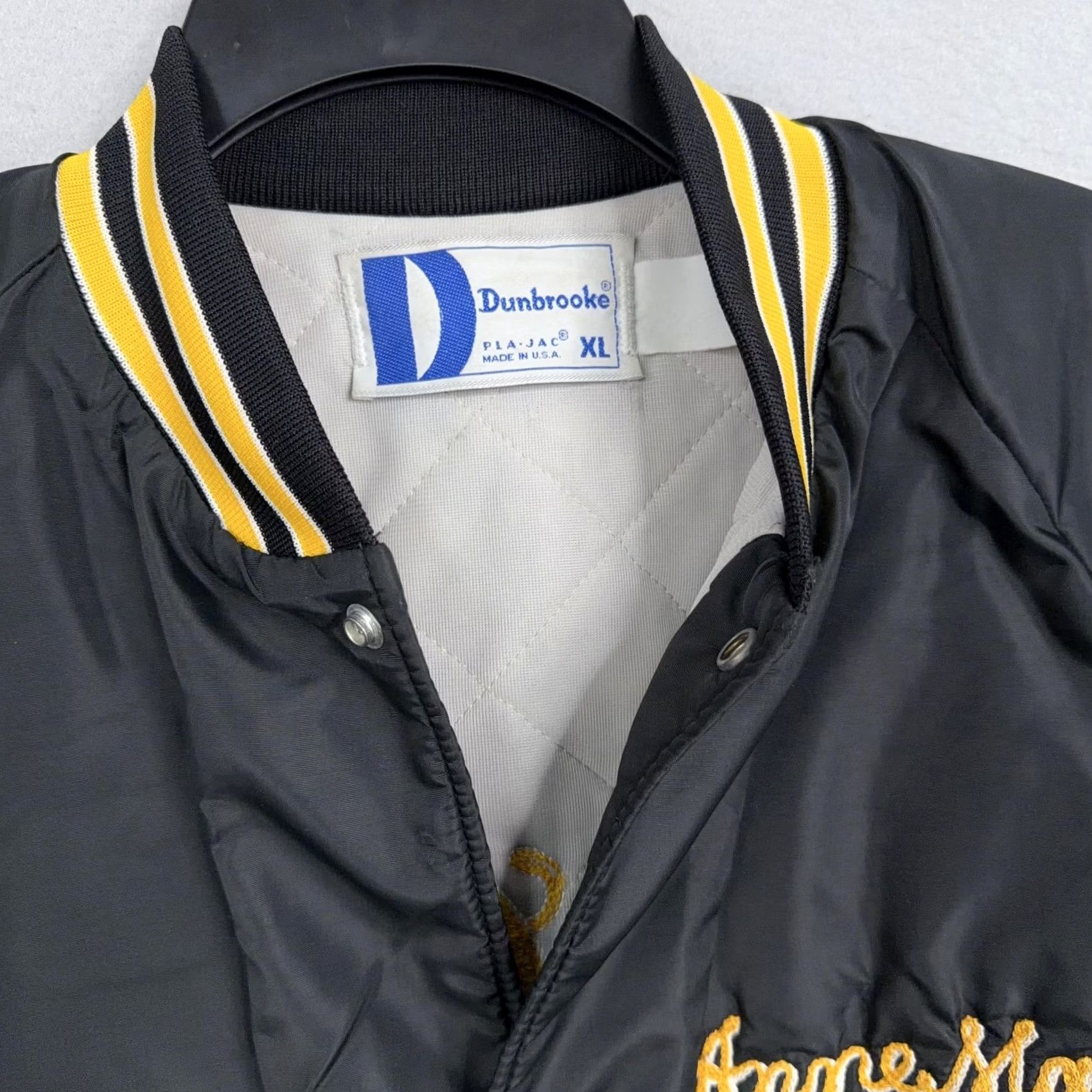 Dunbrooke VINTAGE Dunbrooke Satin Varsity Jacket XL Black Mens 90s L'Anse Creuse North USA Size US XL / EU 56 / 4 - 6 Thumbnail