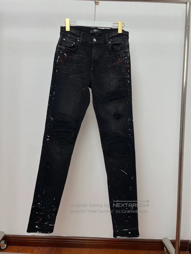 Amiri Amiri Splatter Effect Black Denim Size US 31 - 1 Thumbnail