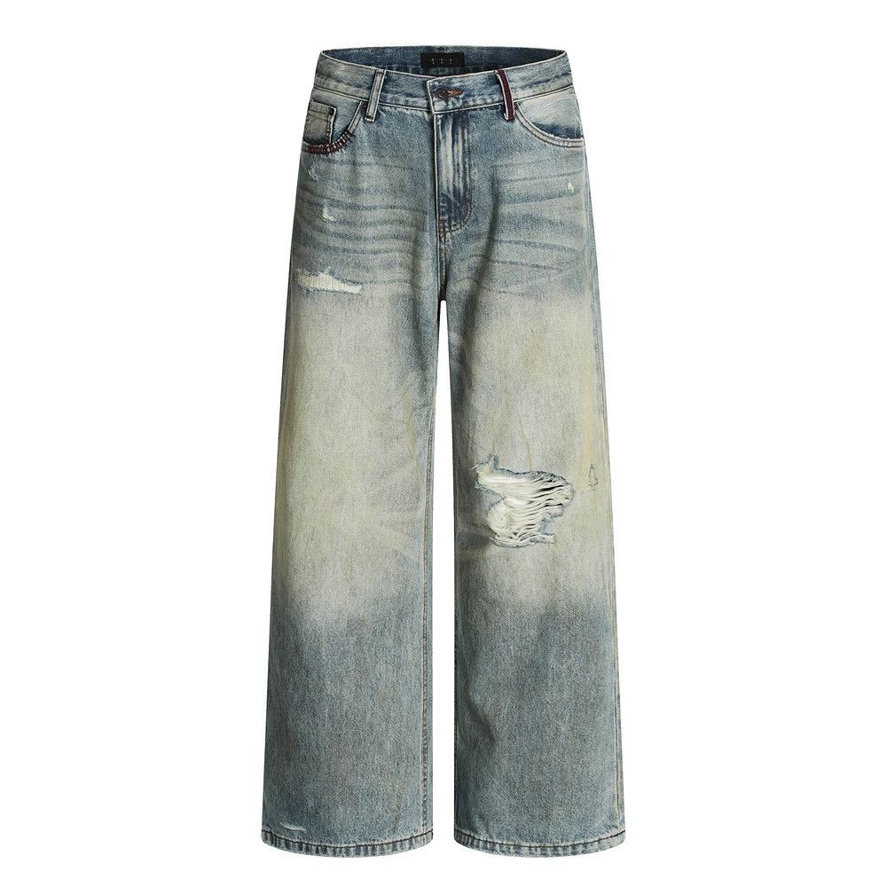 Japanese Brand × Jean Men's retro street distressed washed gradient ripped jeans Size US 32 / EU 48 - 1 Thumbnail
