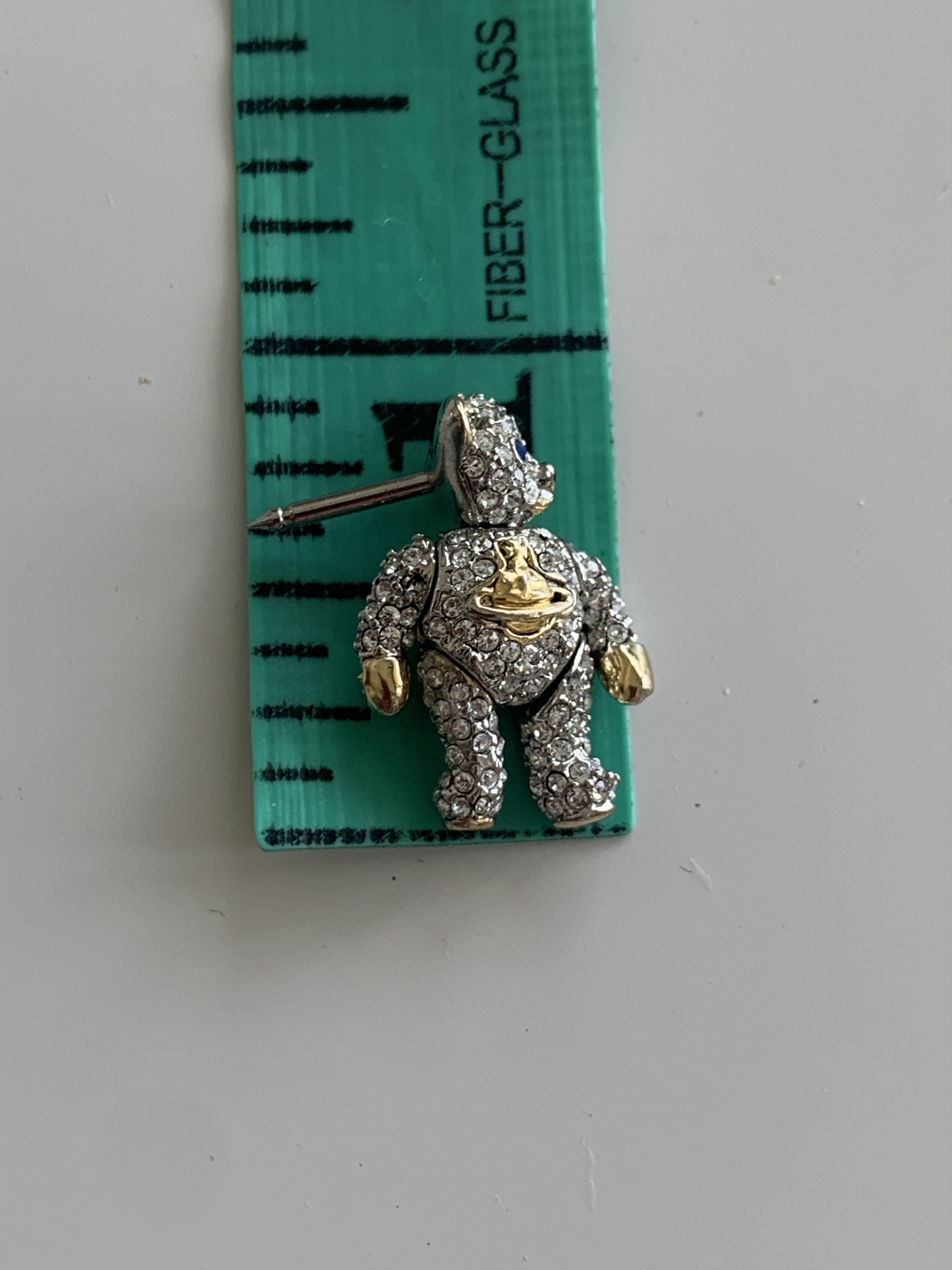 Vivienne Westwood Swarovski Covered Crystal Teddy Bear Pin or Earring Size ONE SIZE - 7 Thumbnail