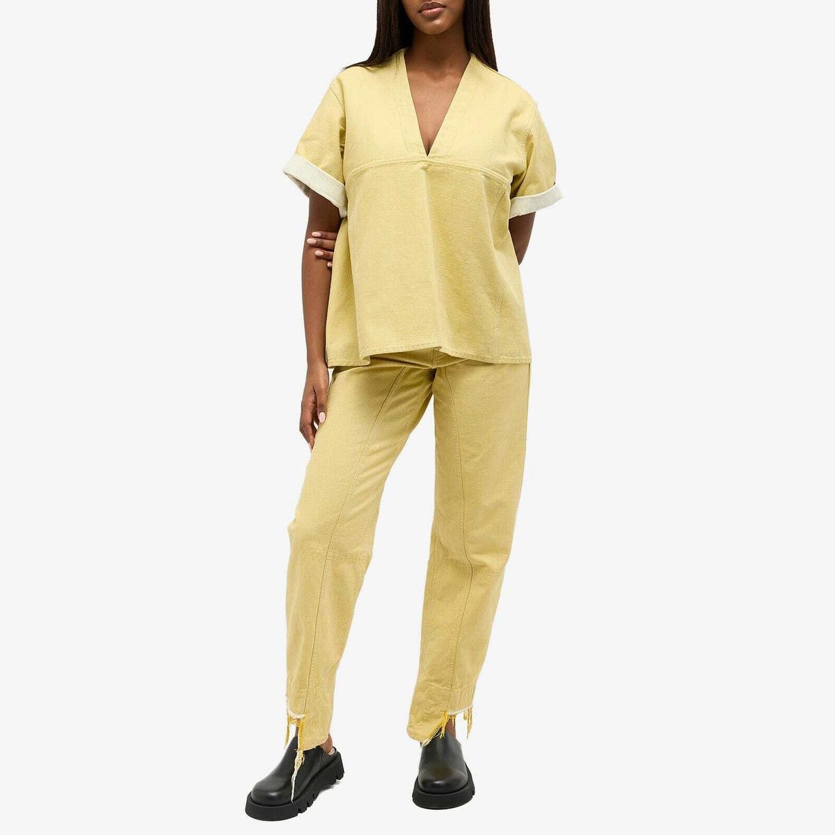 Jil Sander o1y1025 Denim Short Sleeves Shirt in Mustard Size M / US 6-8 / IT 42-44 - 5 Thumbnail