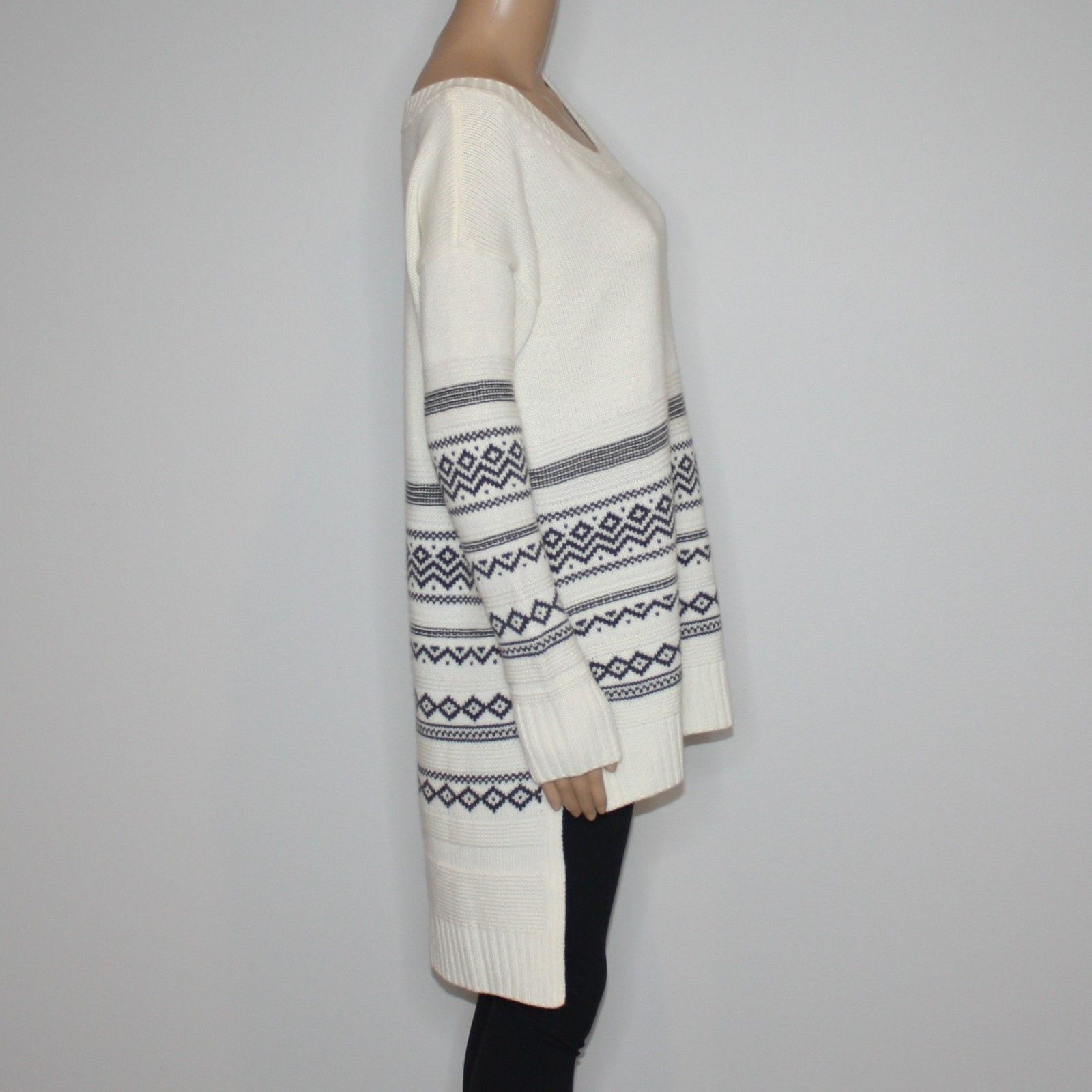 Splendid Asymmetric Intarsia-knit Cream Sweater MRSP $278 Size M / US 6-8 / IT 42-44 - 5 Thumbnail
