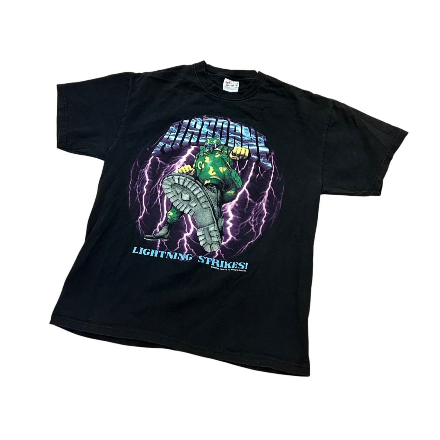 Hanes Vintage 1995 Pop Tops Airborne Lightning Strikes Military T- Size US L / EU 52-54 / 3 - 4 Thumbnail