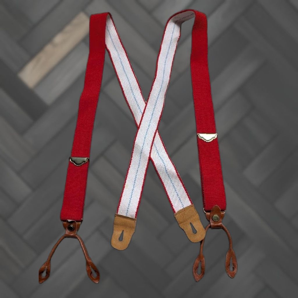 Vintage VINTAGE suspenders MEN ONE SIZE Canvas Suspender Red SPORTSMAN elastic canvas SUSPENDERS braces police pants 90s hunting event theme Mens Size US 35 - 1 Thumbnail