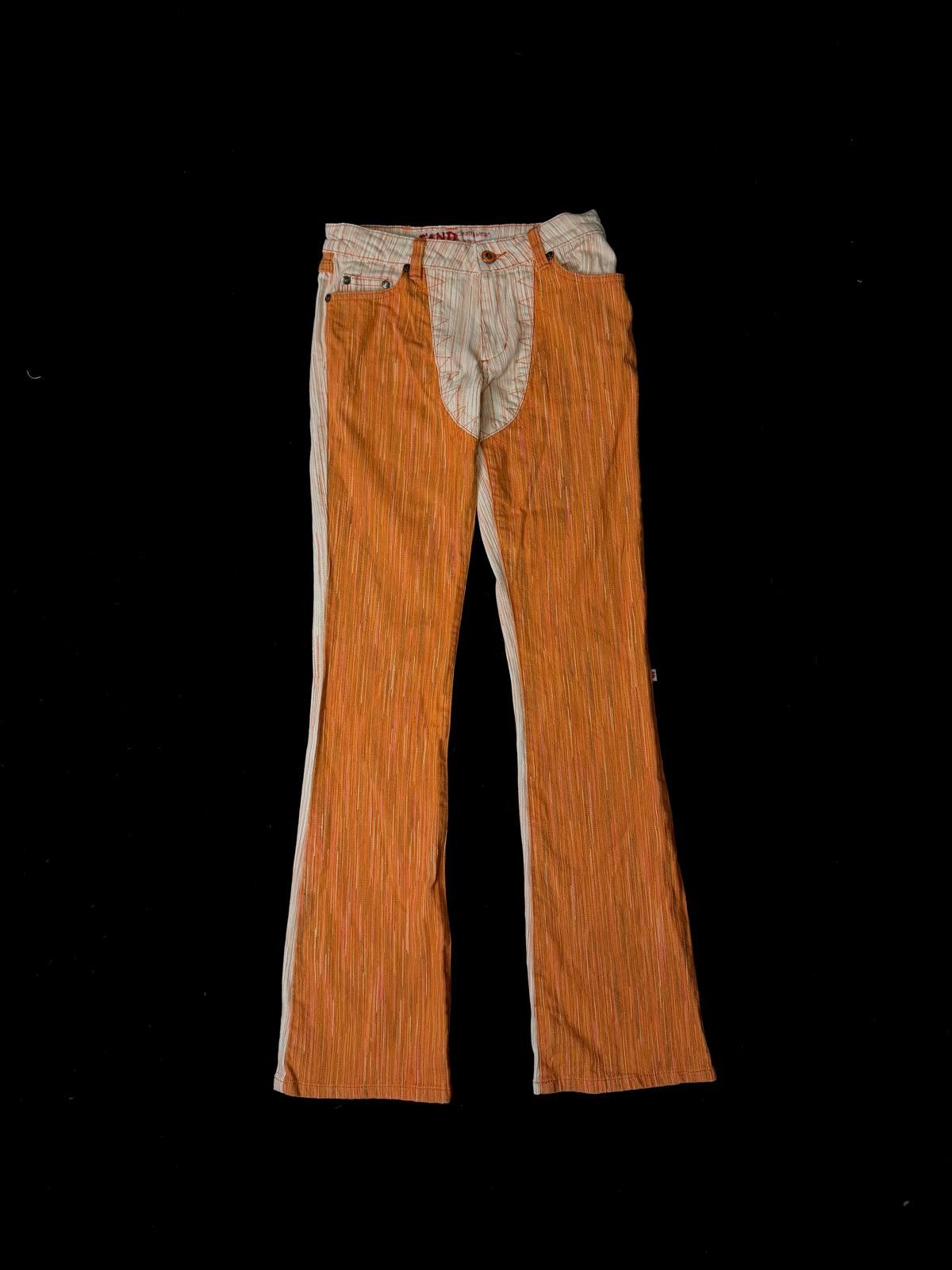 Japanese Brand Deadstock Vtg Retro Two-Tone Flared Pants with Stitch Detail Size 25" / US 0 / IT 36 - 3 Thumbnail