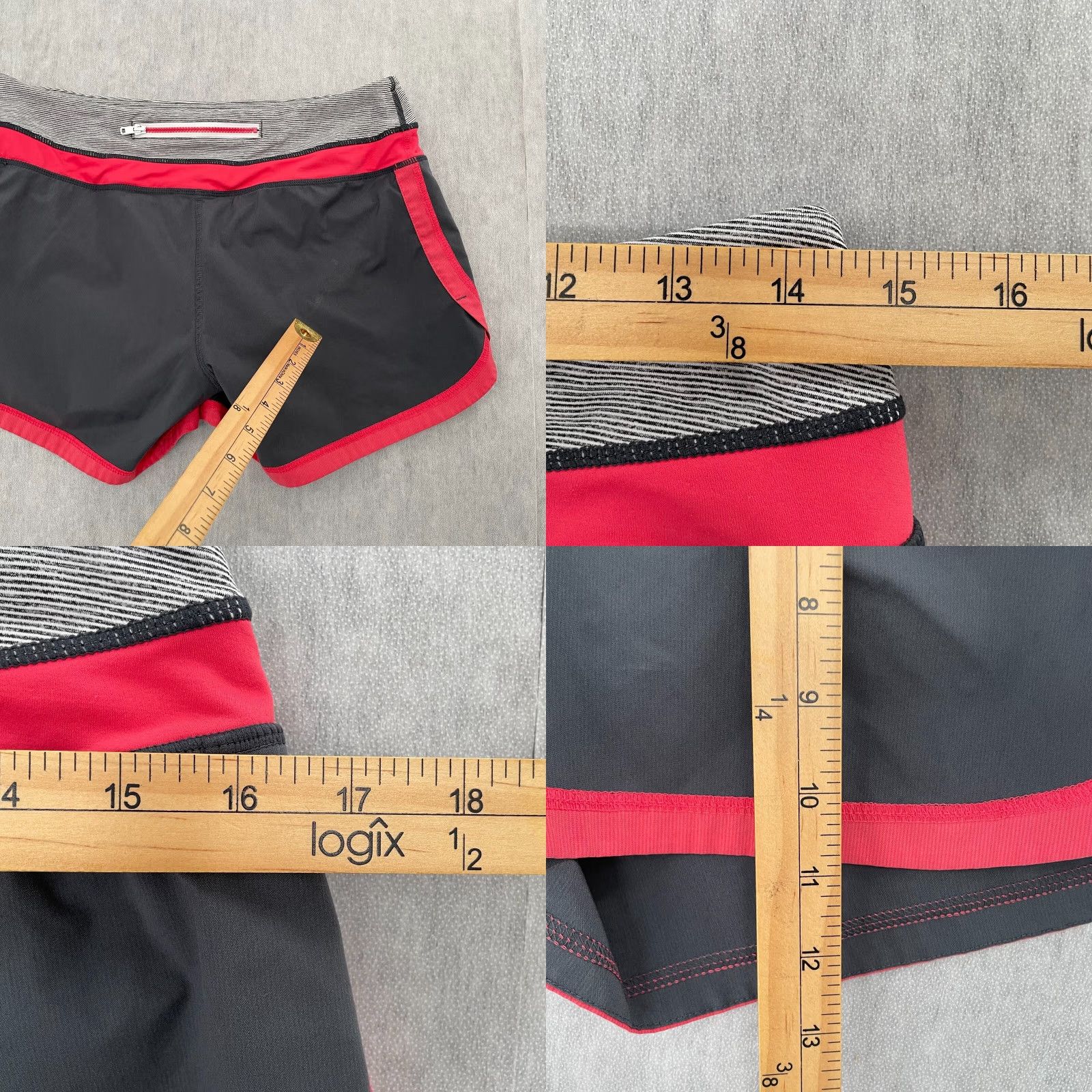 Lululemon Lululemon Shorts Womens 6 Gray Pink Lined Pockets Stretch Logo Ladies 6 Size 28" / US 6 / IT 42 - 8 Thumbnail