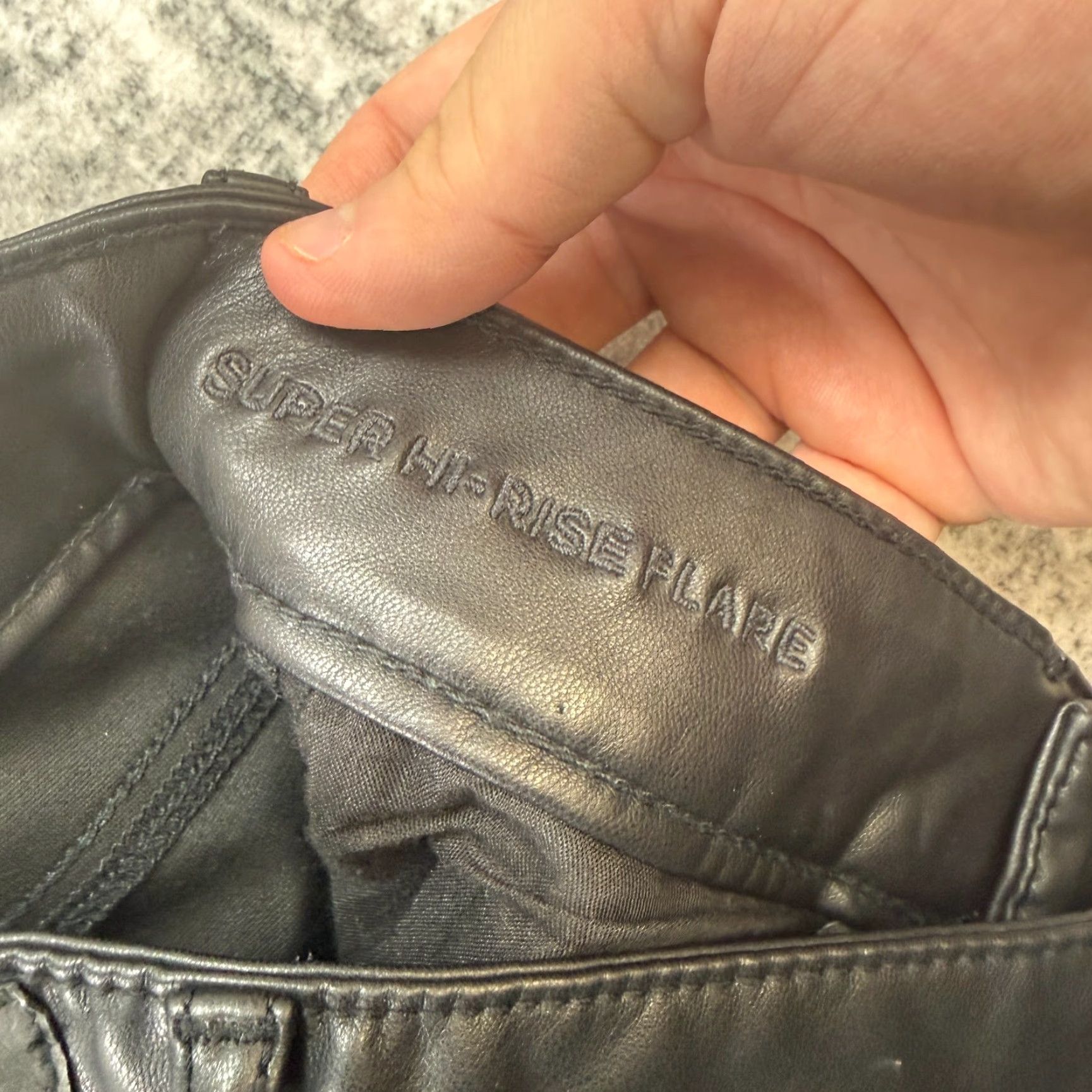 American Eagle Outfitters Amer ican Eagle Pants Womens 4 Black High Rise Flare Faux Leather Party Jeans Size 27" / US 4 / IT 40 - 7 Thumbnail