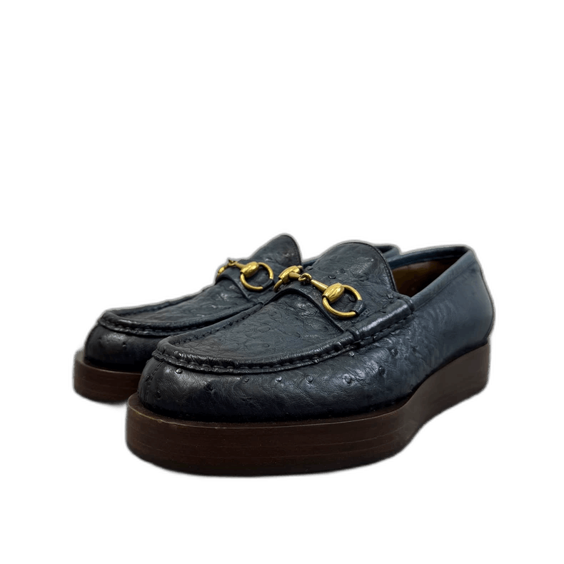 Gucci ostrich leather loafer shoes