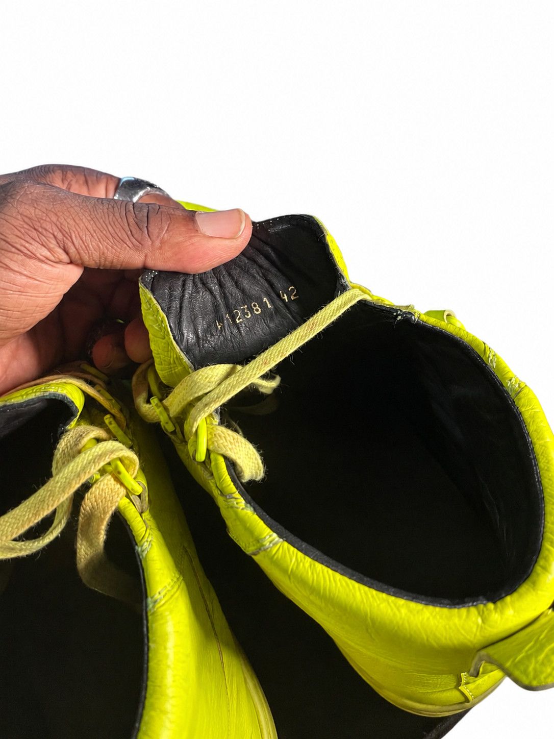 Balenciaga Balenciaga Arena Neon Yellow Leather High Top SZ 9.5 Size US 9.5 / EU 42-43 - 9 Thumbnail