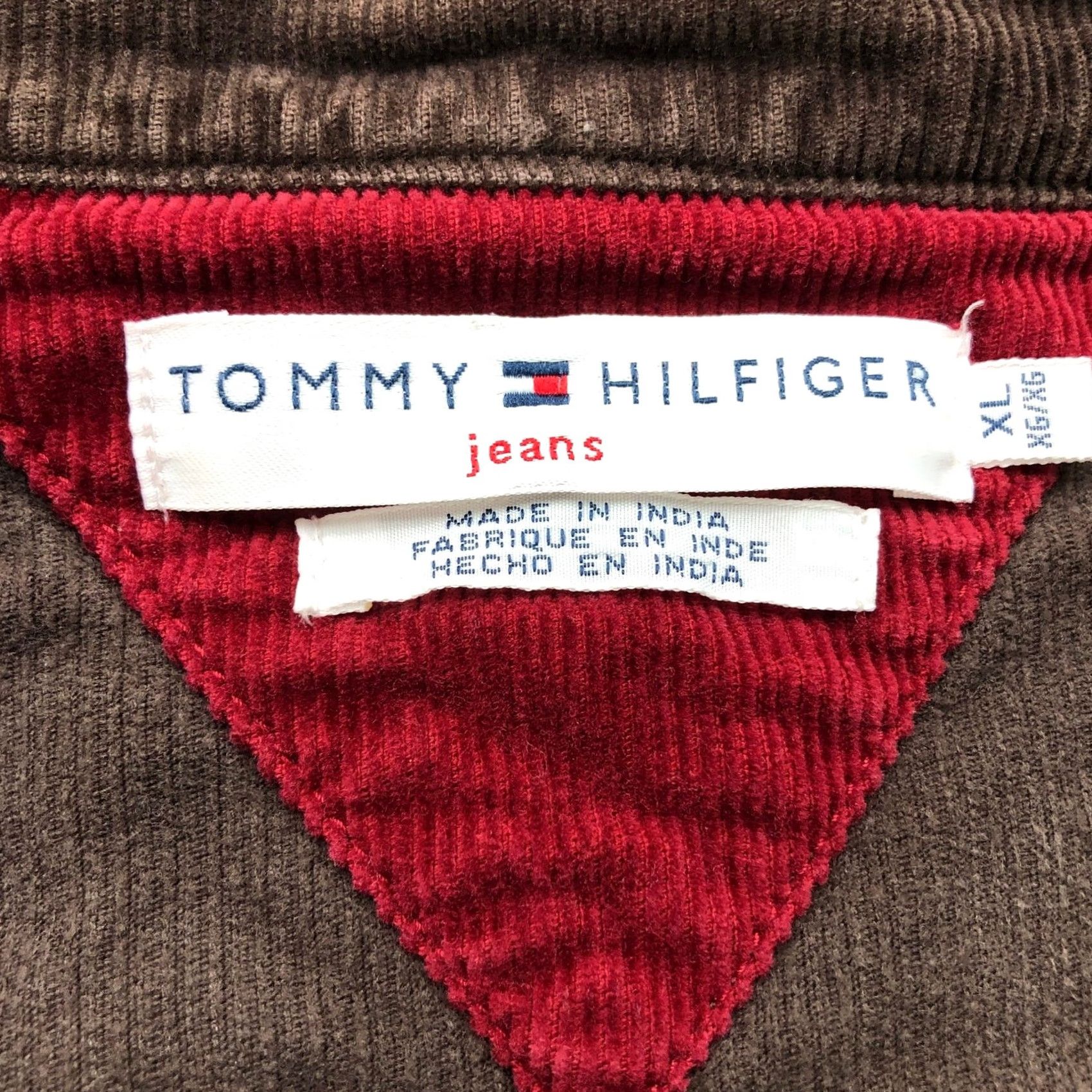 Tommy Hilfiger VINTAGE Tommy Hilfiger Jacket Womens XL Brown Corduroy Trucker Logo Button Size 40" / US 18 - 3 Thumbnail