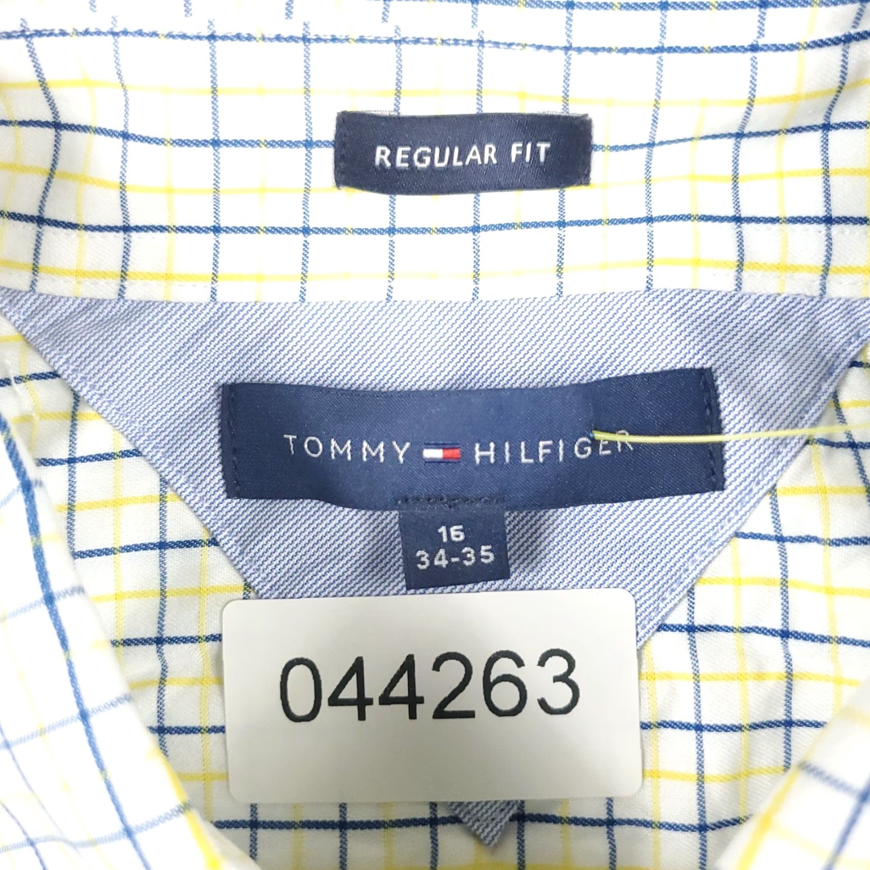 Tommy Hilfiger VINTAGE Tommy Hilfiger Shirt Mens 16 Dress Shirt Long Sleeve Button Up Blue Yellow Check 100% Cotton Size 42R - 7 Thumbnail