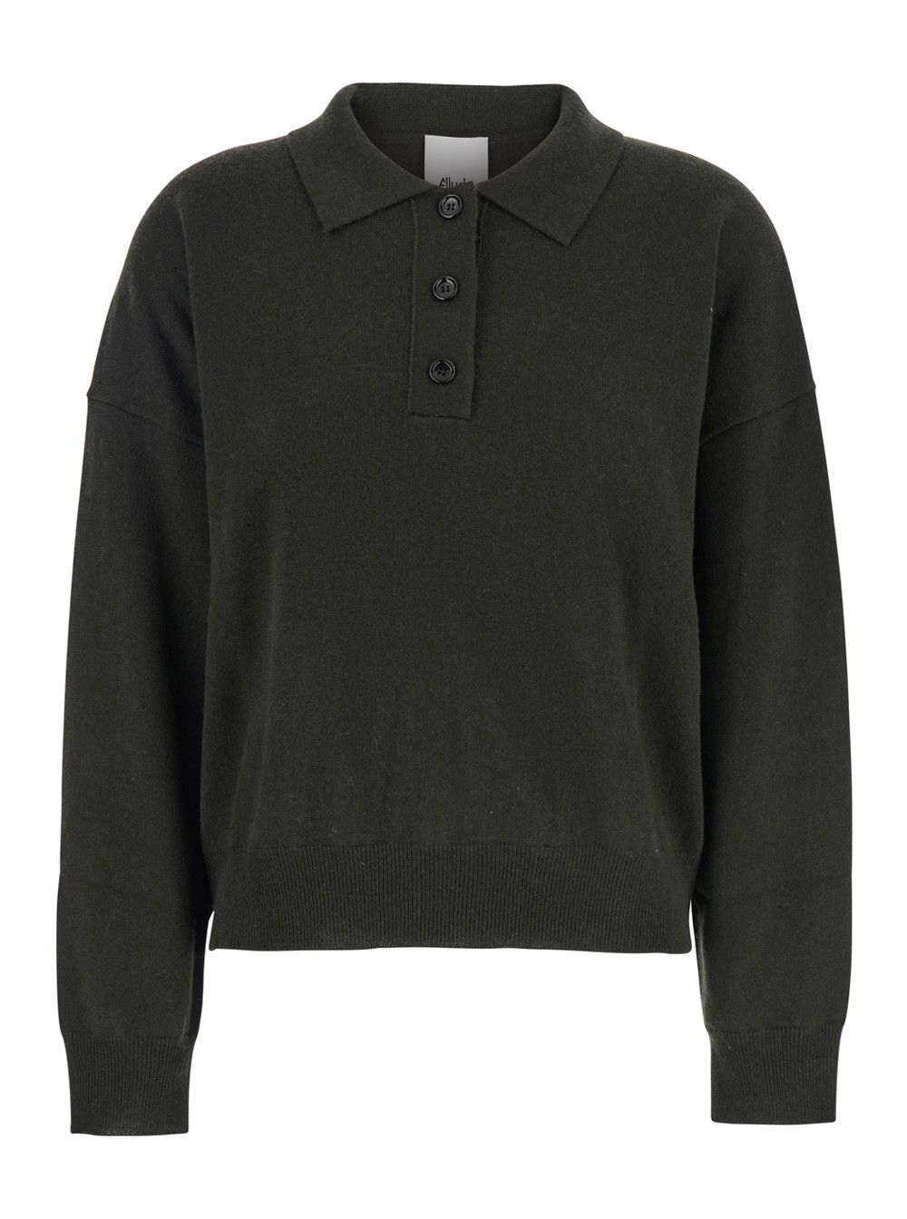 Allude Green Polo Shirt with Classic Collar and Ribbed Trims in Wool Woman Size S / US 4 / IT 40 - 1 Thumbnail