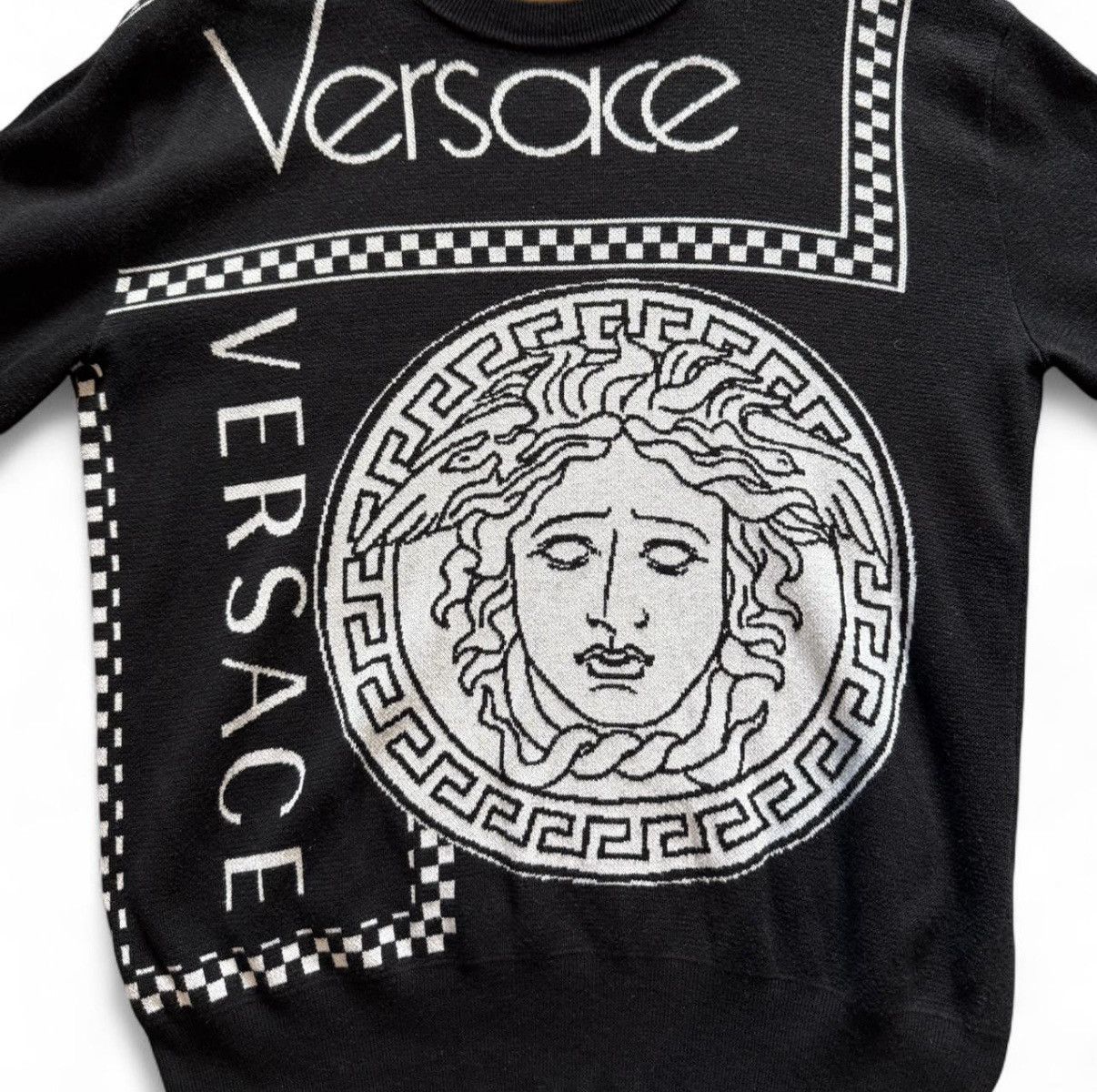 Versace Versace Checkered Medusa Knit Sweater Size US M / EU 48-50 / 2 - 2 Thumbnail