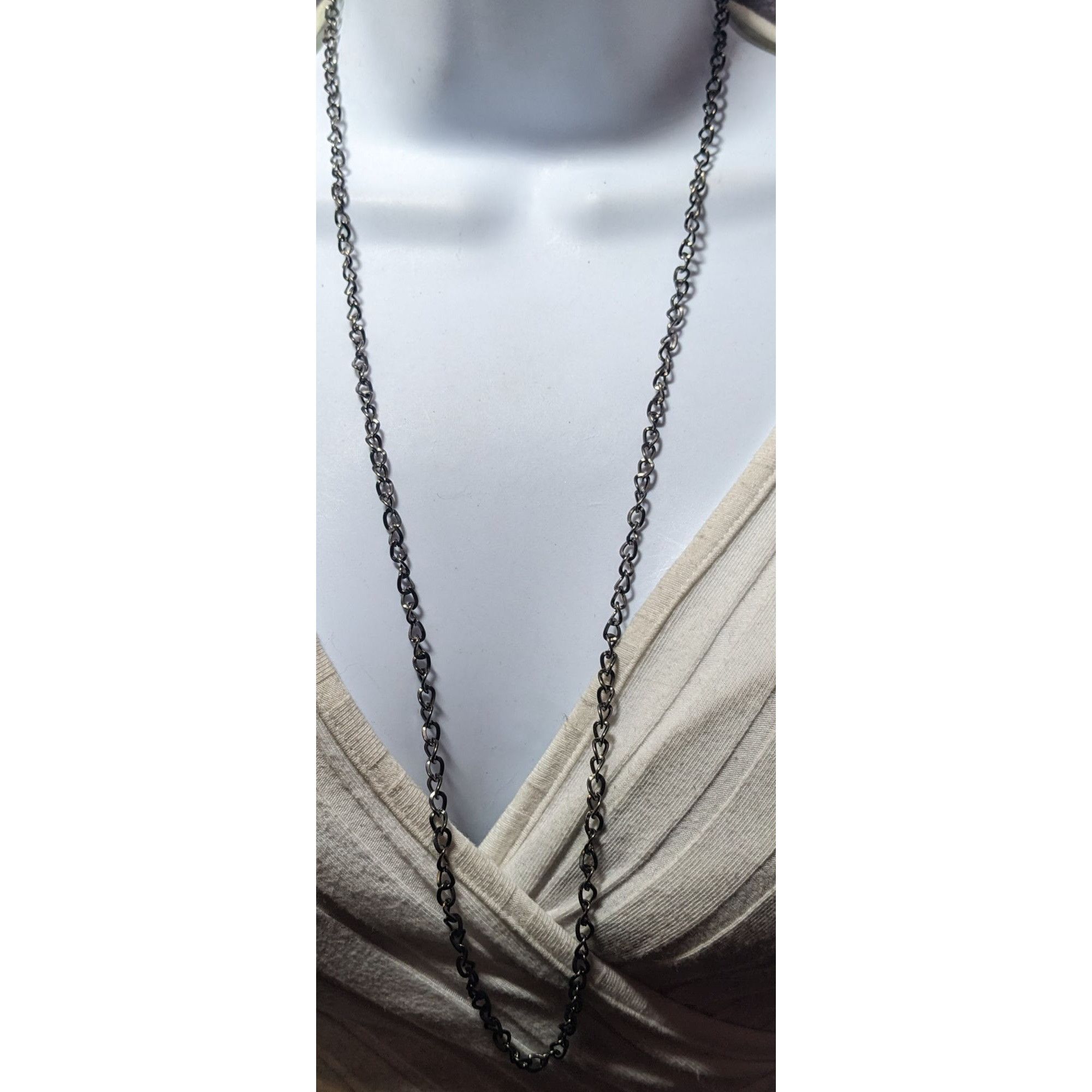Other Simple Silver Gunmetal Tone Chain Necklace Size ONE SIZE - 3 Thumbnail