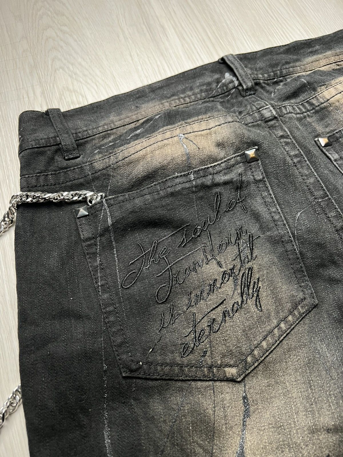 If Six Was Nine XFRM Paint Splatter Studded Mudmax Flared Jeans Size US 33 - 6 Thumbnail