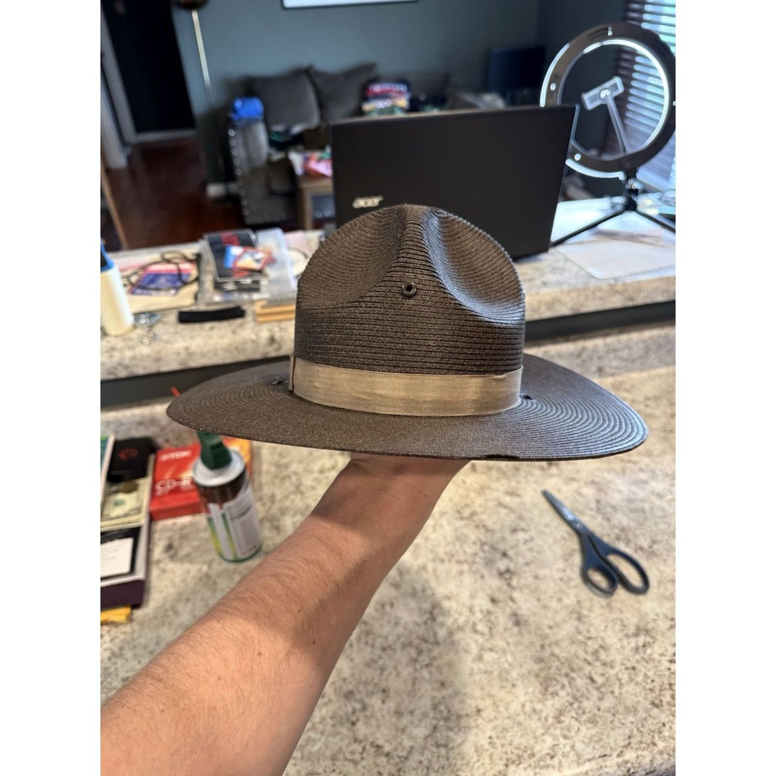 Vintage VINTAGE Stratton POLICE TROOPER Campaign Hat Brown Straw 7 USA Breathable Wide Brim Fall Spring Summer Men Size ONE SIZE - 5 Thumbnail